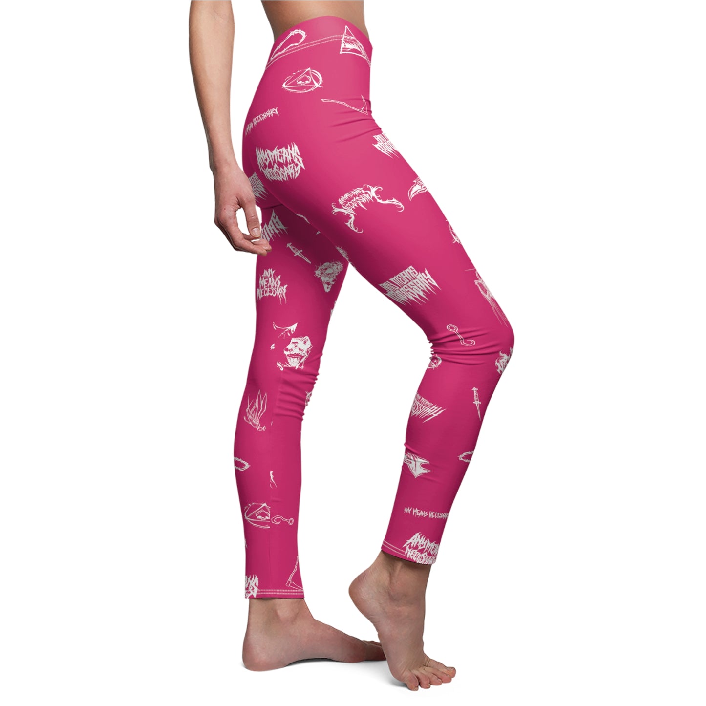any means necessary shawn coss wingbats leggings fuchsia side pose