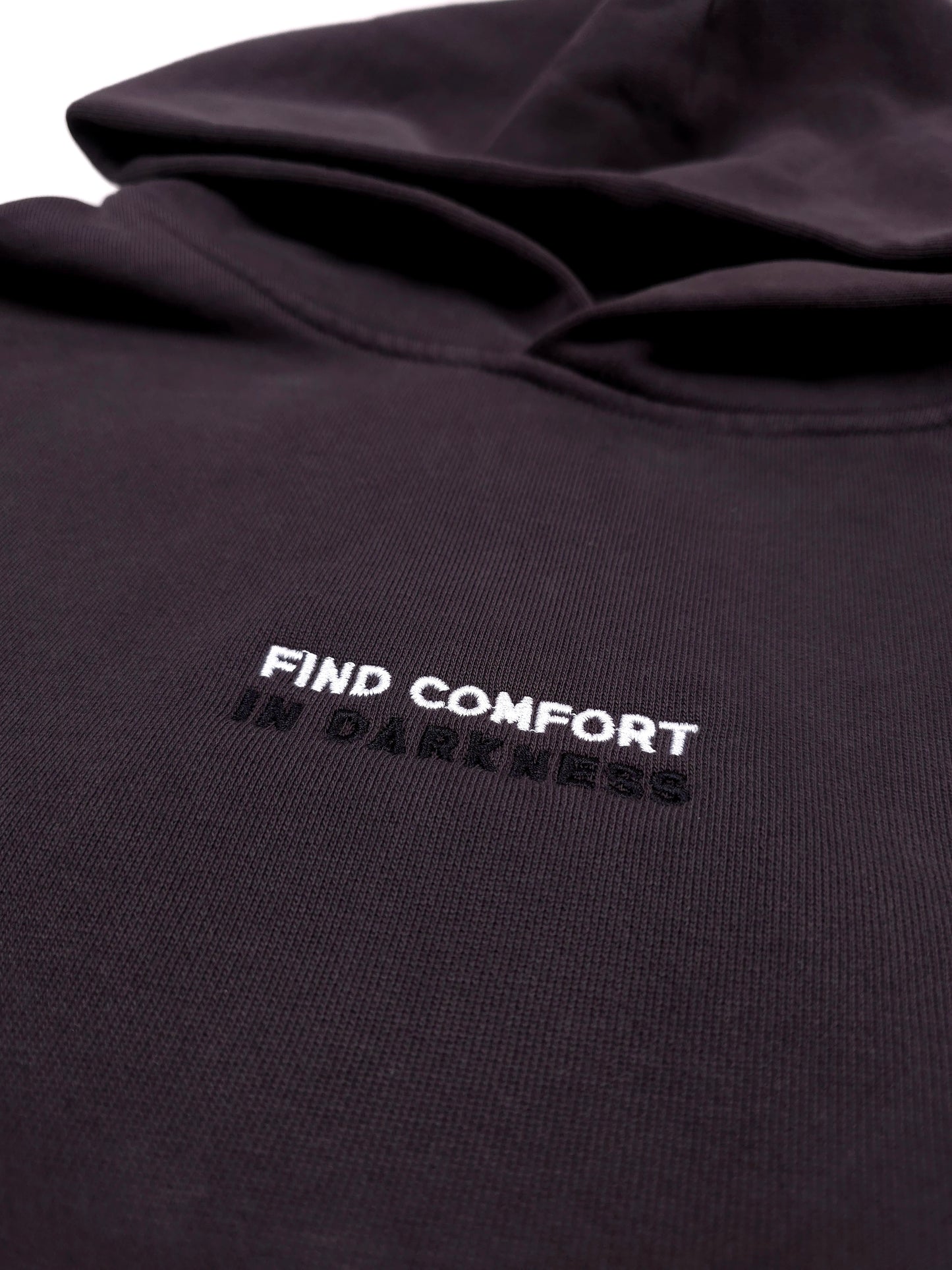 any means necessary shawn coss find comfort in darkness pullover hoodie black shadow up close