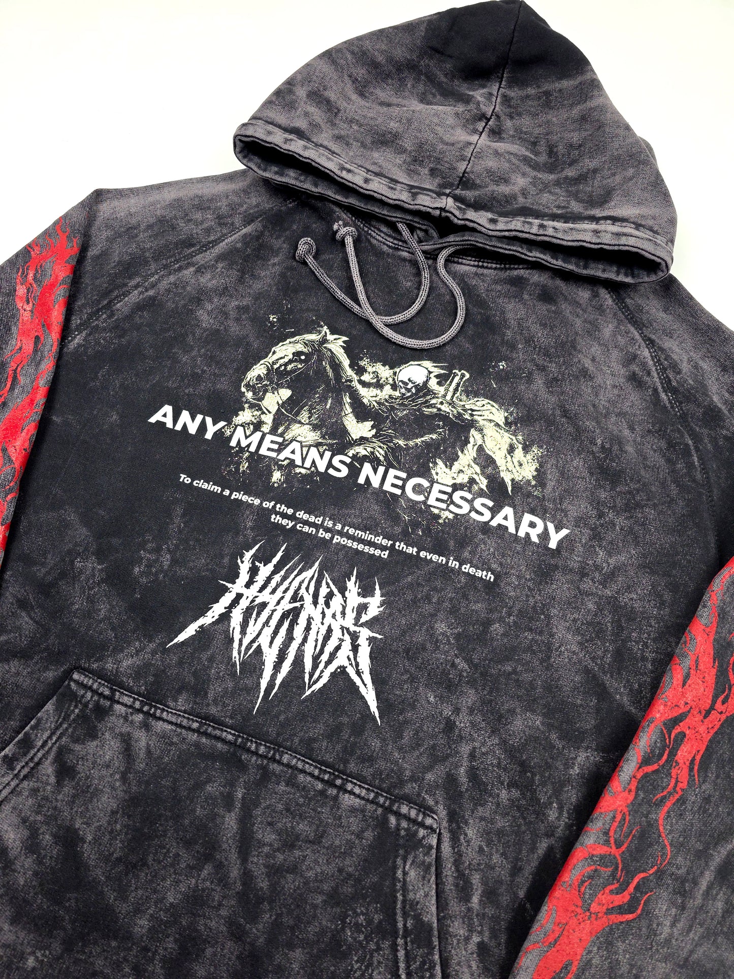 any means necessary shawn coss reclaimer pullover hoodie vintage black back front up close