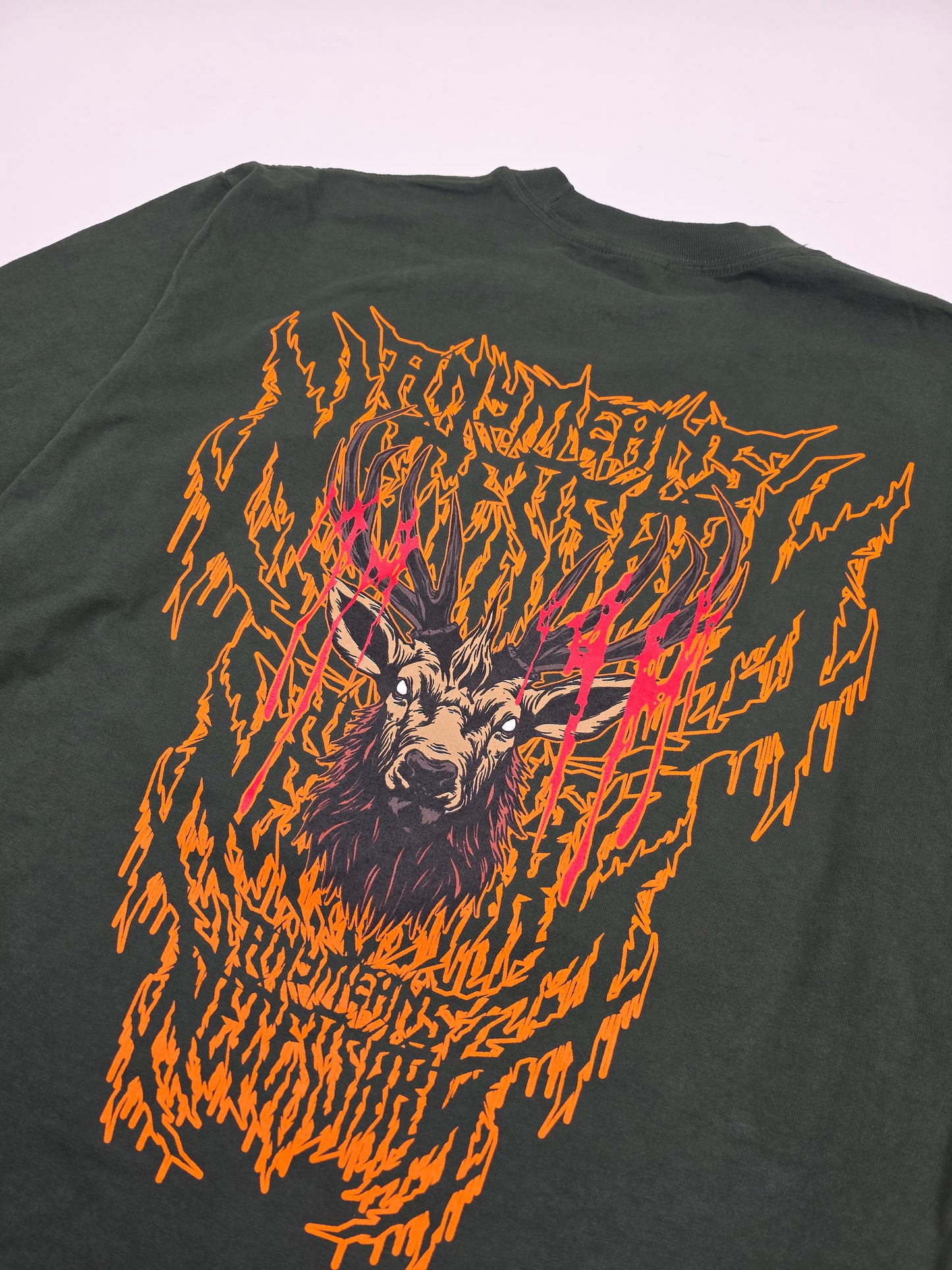 any means necessary shawn coss trophy t shirt moss green back up close