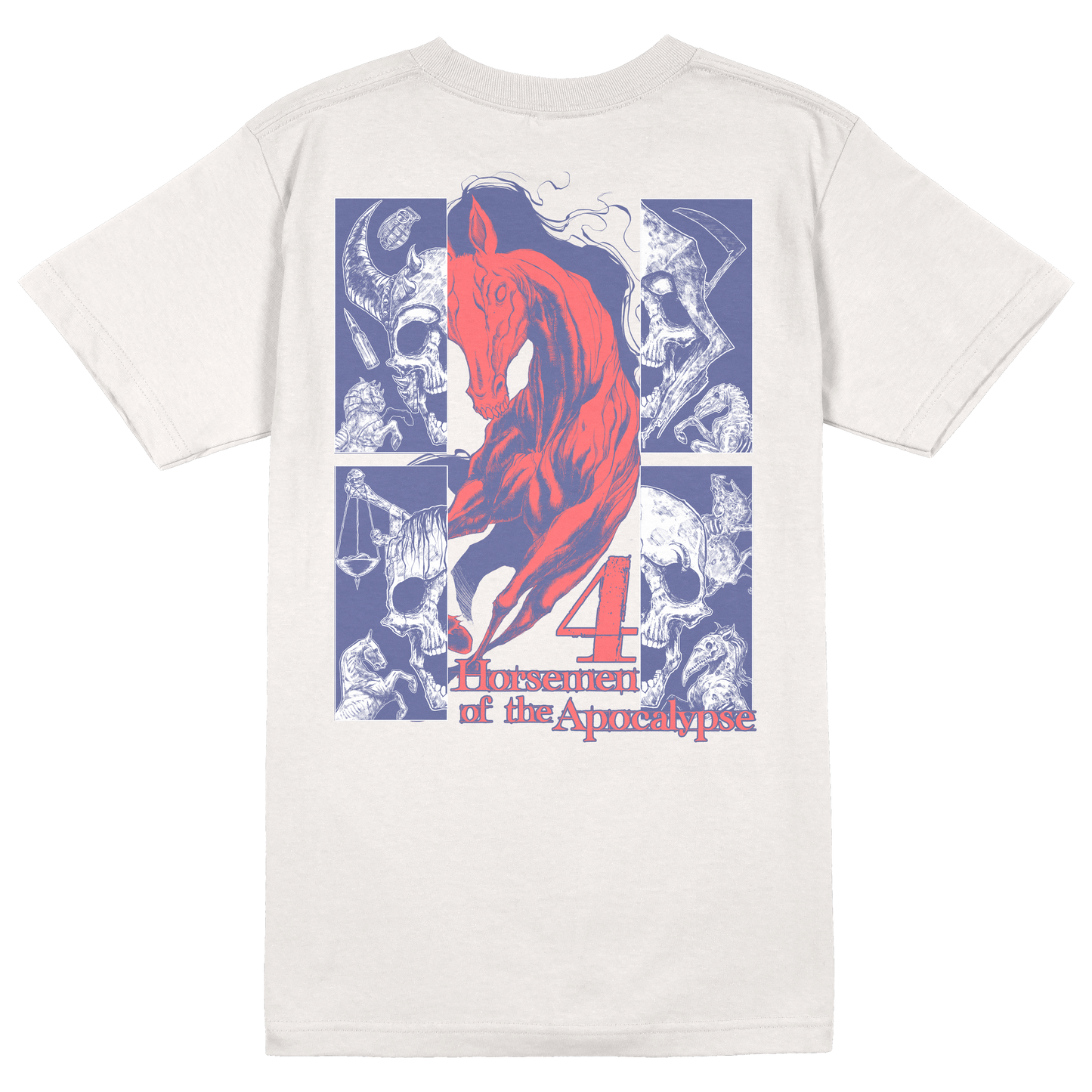 any means necessary shawn coss 4 horsemen pestilence famine war death t shirt natural back
