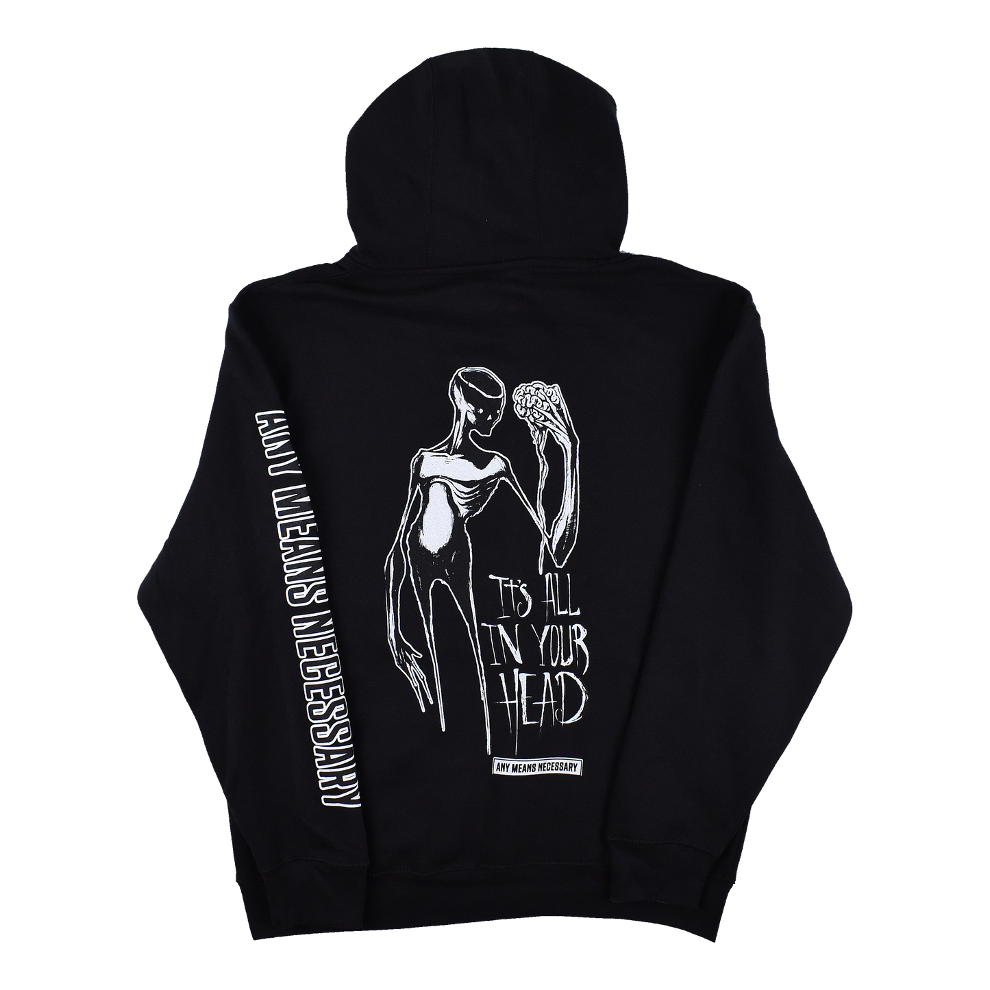any means necessary shawn coss it's all in your head pullover hoodie black