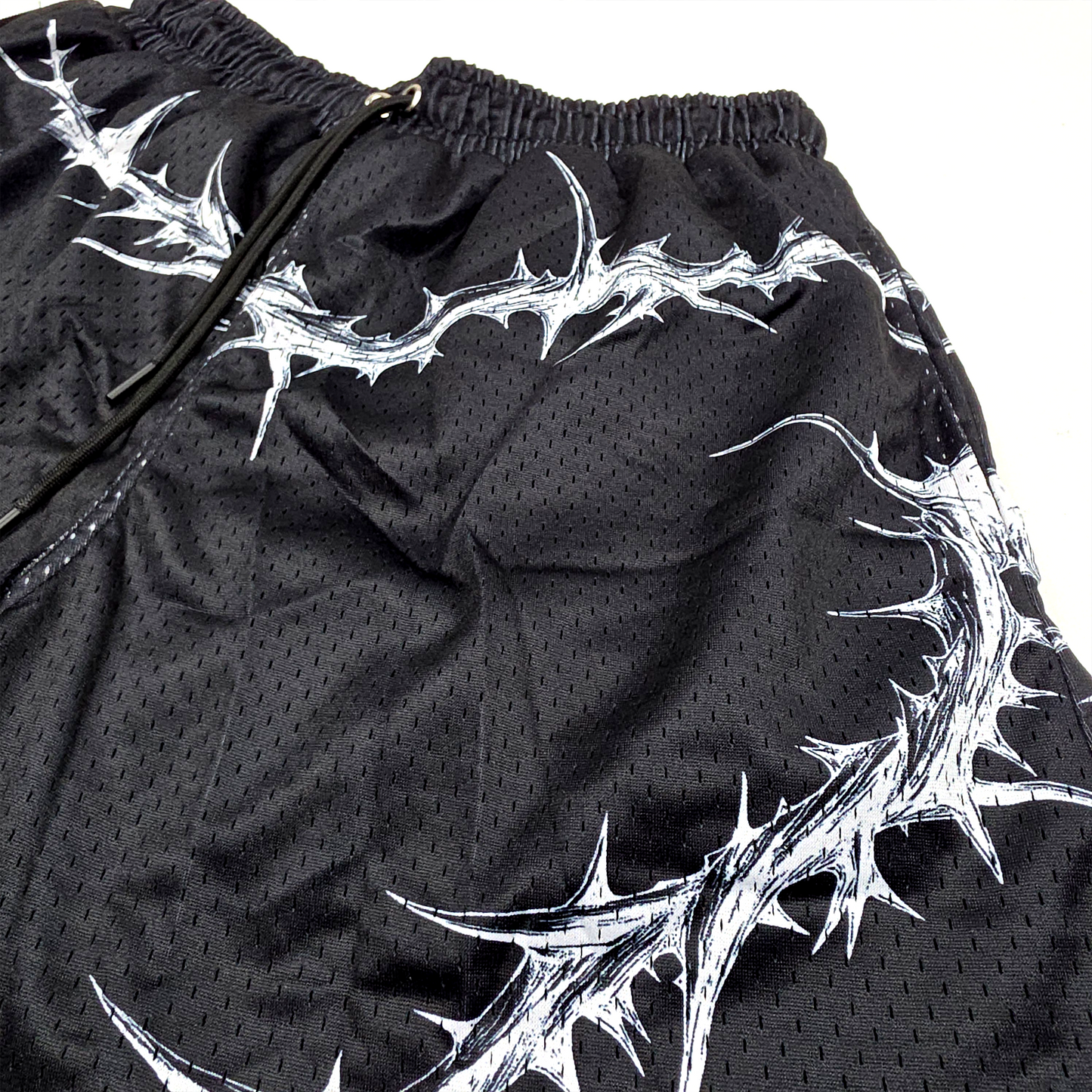 any means necessary shawn coss spina noctis mesh shorts black up close