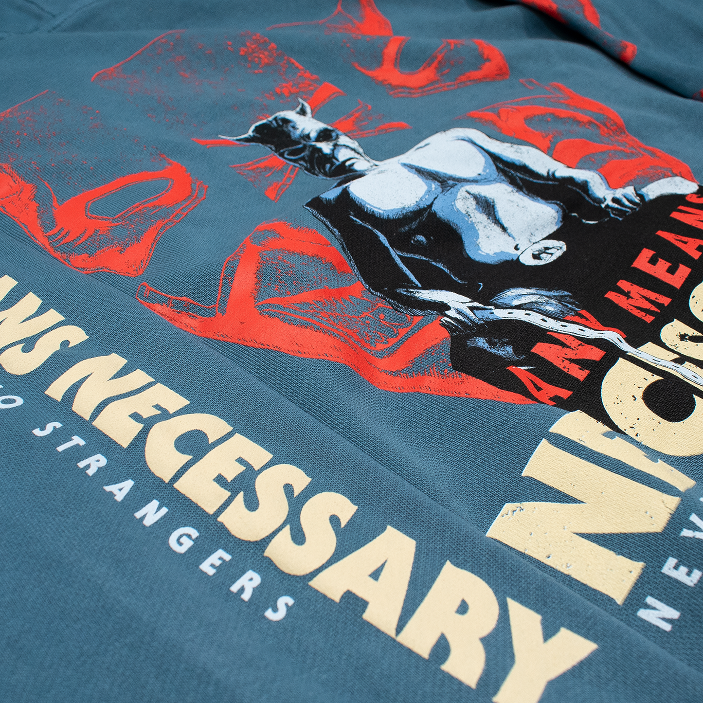 any means necessary shawn coss blackphone pullover hoodie pebble blue up close back