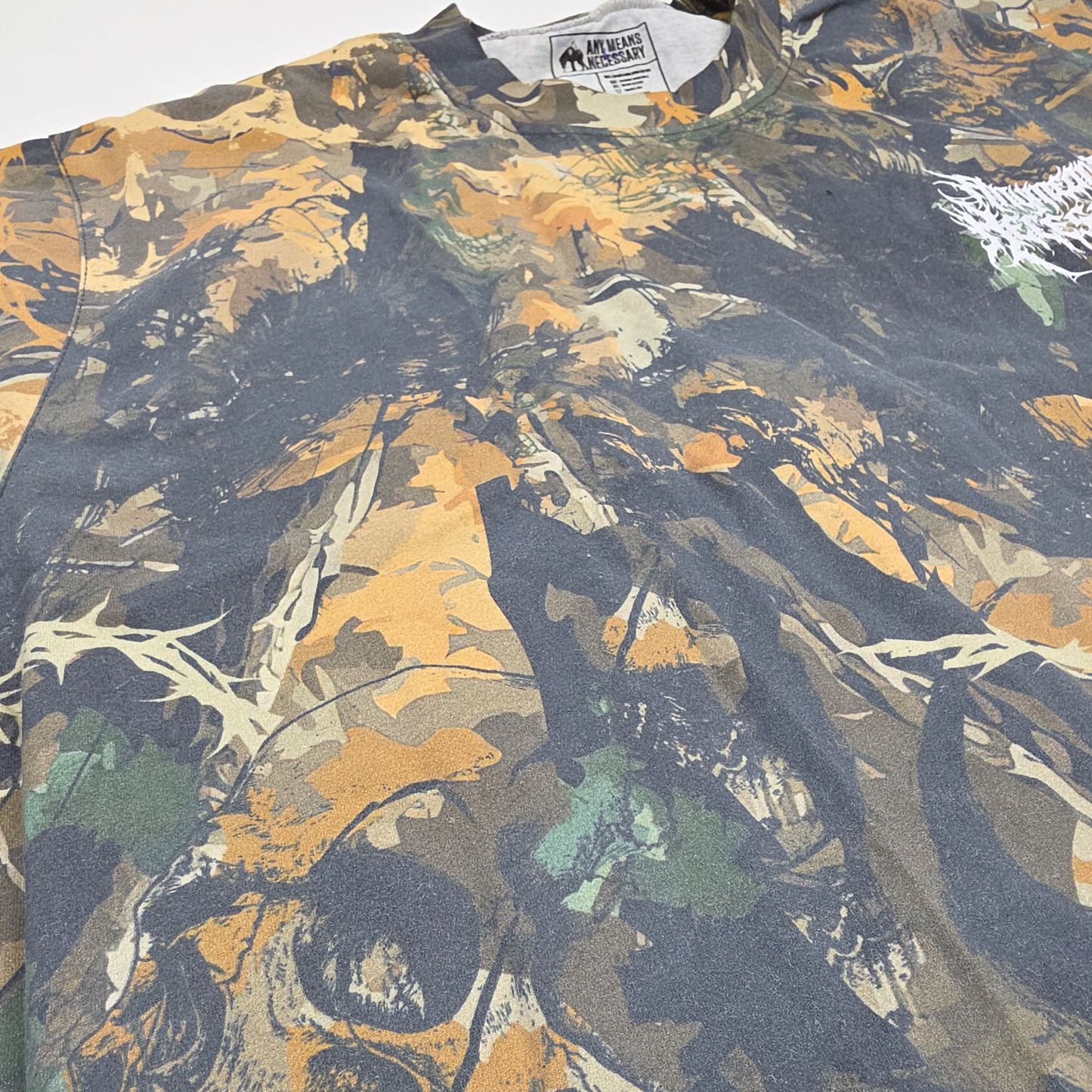 any means necessary shawn coss mayhem t shirt camo up close 2
