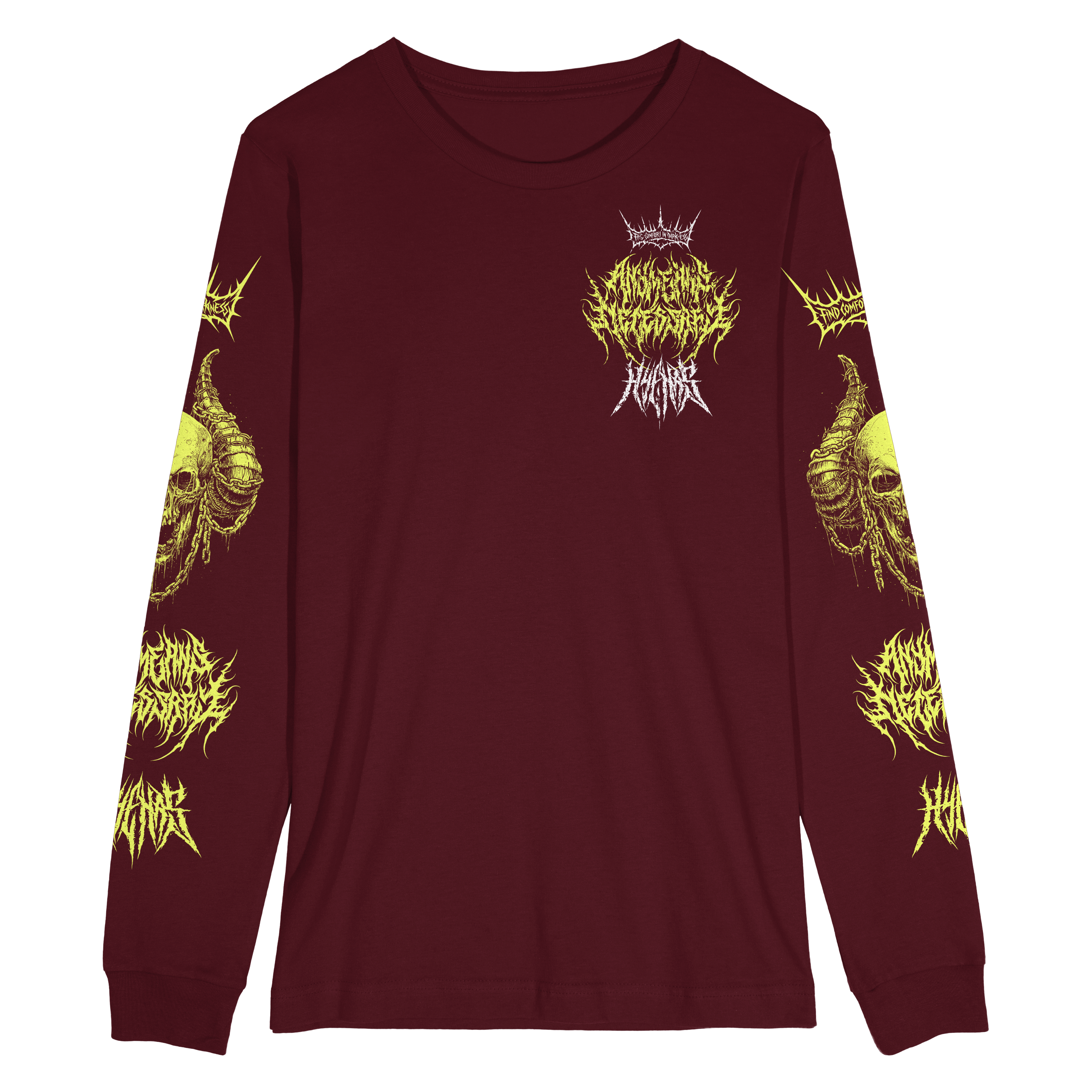 Chains Long Sleeve T-Shirt Burgundy – Any Means Necessary Clothing