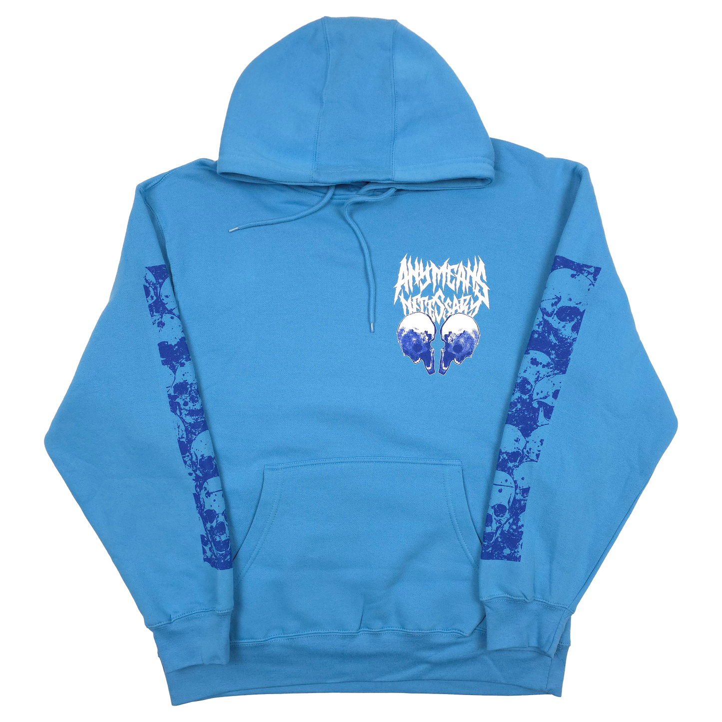 any means necessary shawn coss choke pullover hoodie ocean blue front