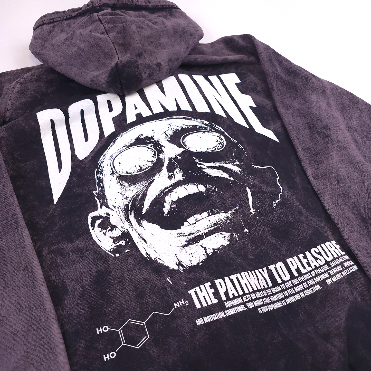 any means necessary shawn coss dopamine pullover hoodie vintage black back up close