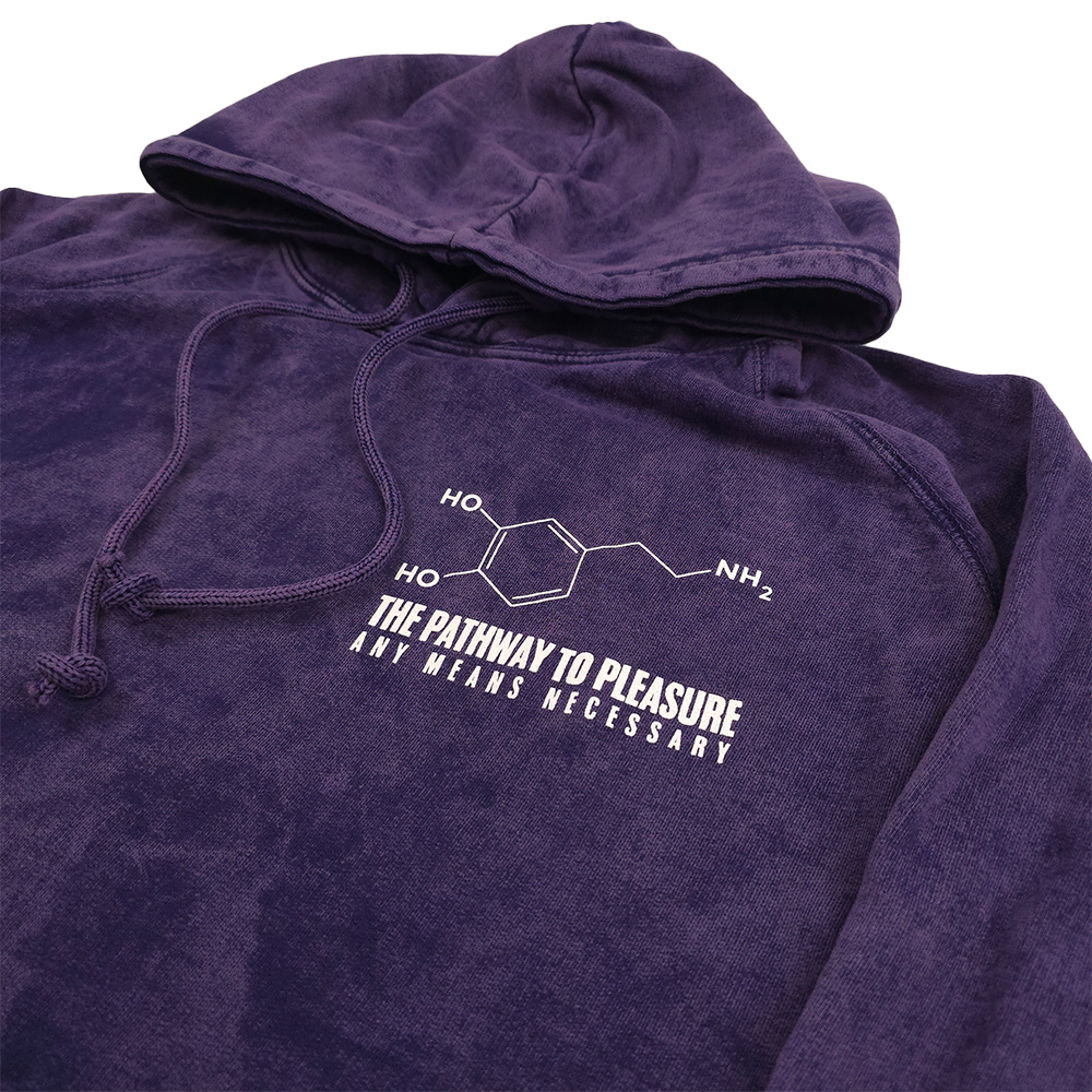 any means necessary shawn coss dopamine pullover hoodie vintage purple front up close