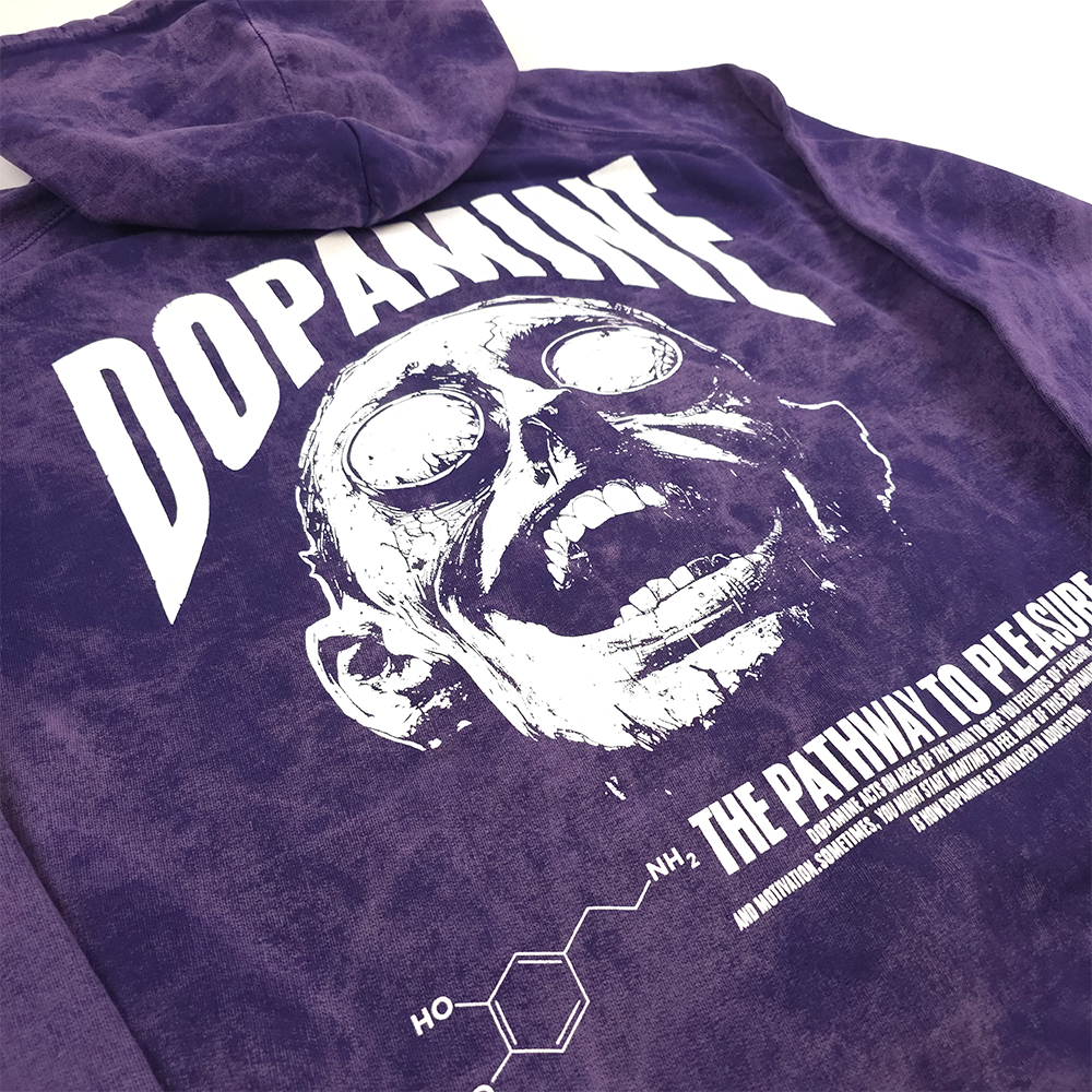 any means necessary shawn coss dopamine pullover hoodie vintage purple back up close