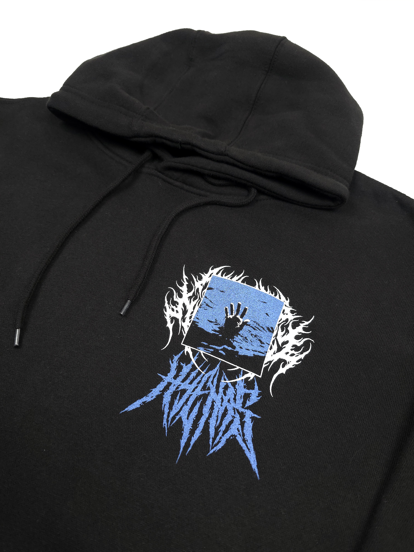 any means necessary shawn coss drown pullover hoodie black up close  front