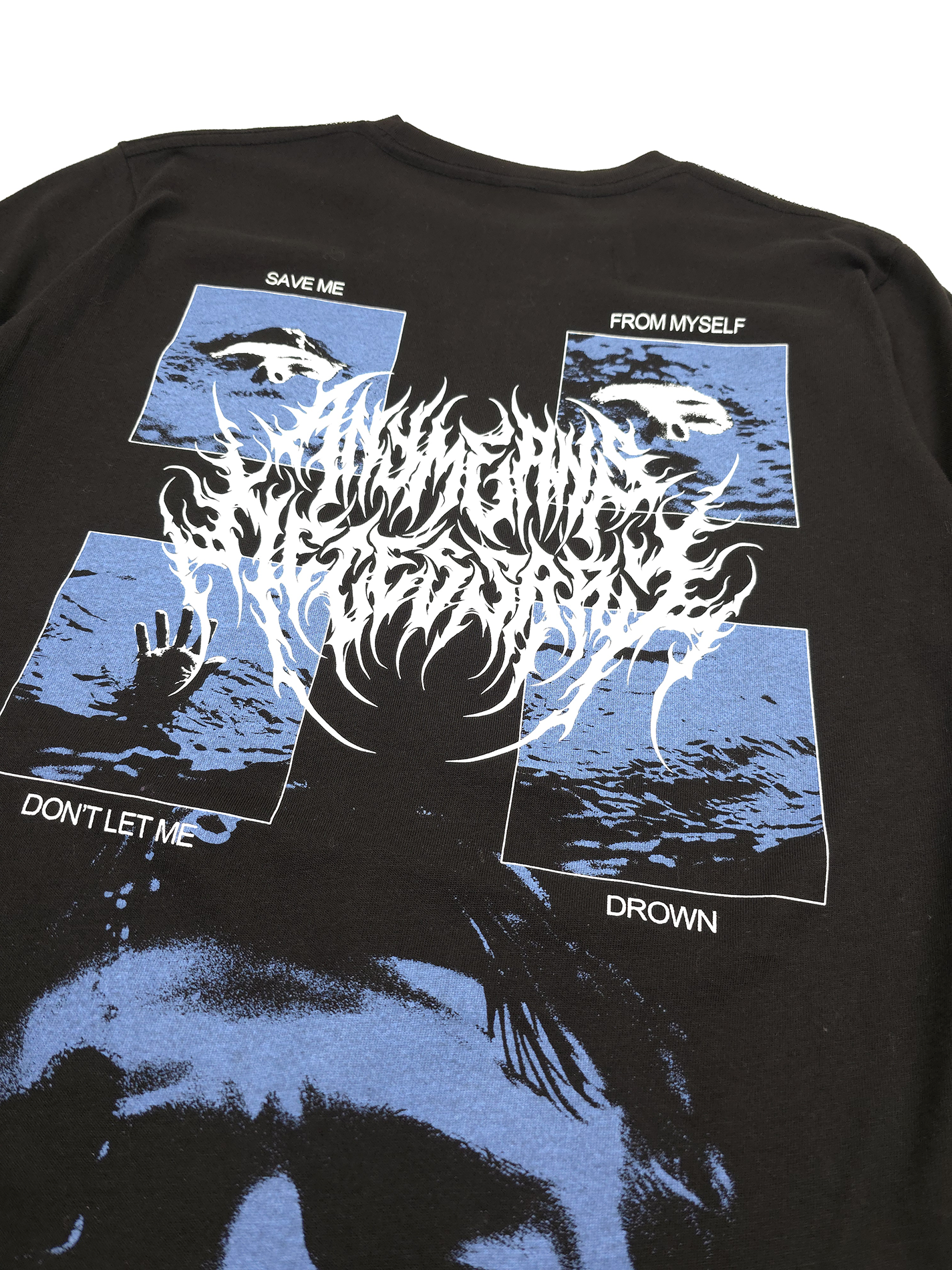 any means necessary shawn coss drown t shirt black back up close