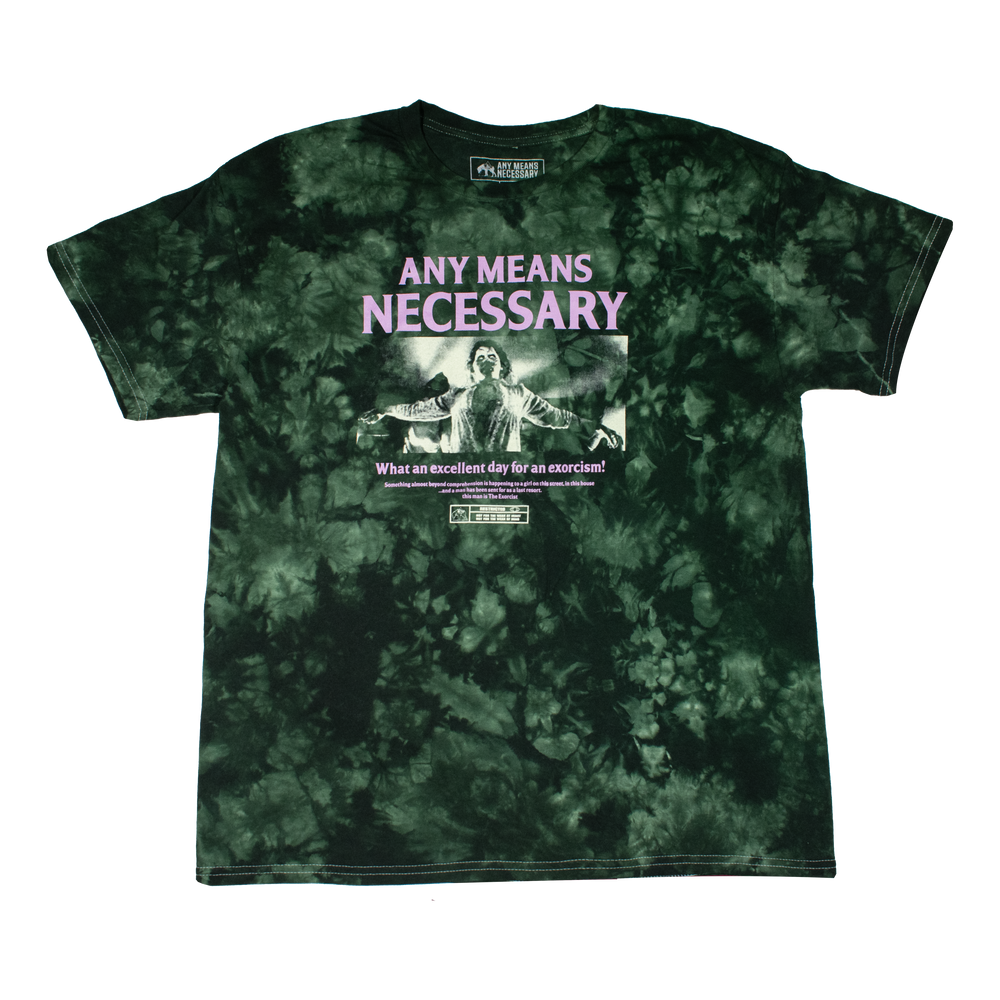 any means necessary shawn coss exorcist t shirt tie dye bile front