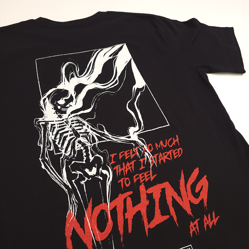 any means necessary shawn coss felt so much t shirt black back up close