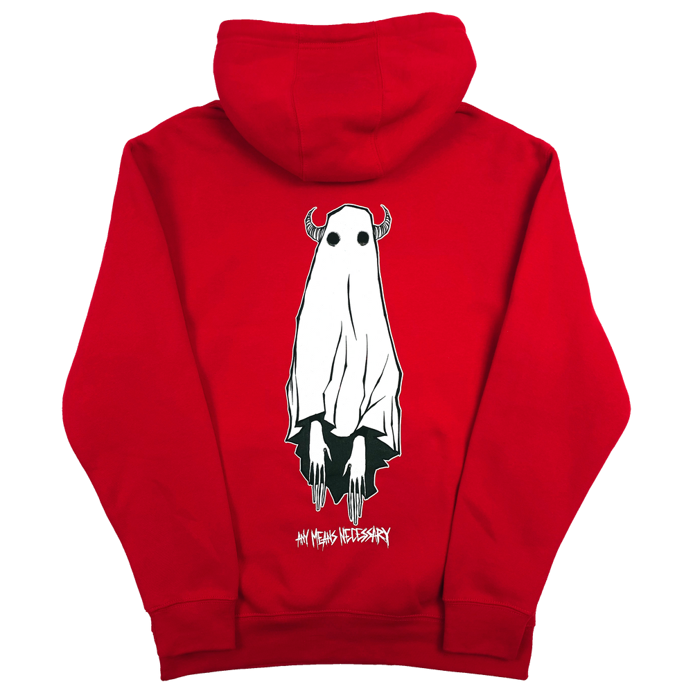 any means necessary shawn coss let me be the ghost that haunts you ghost boy pullover hoodie red back