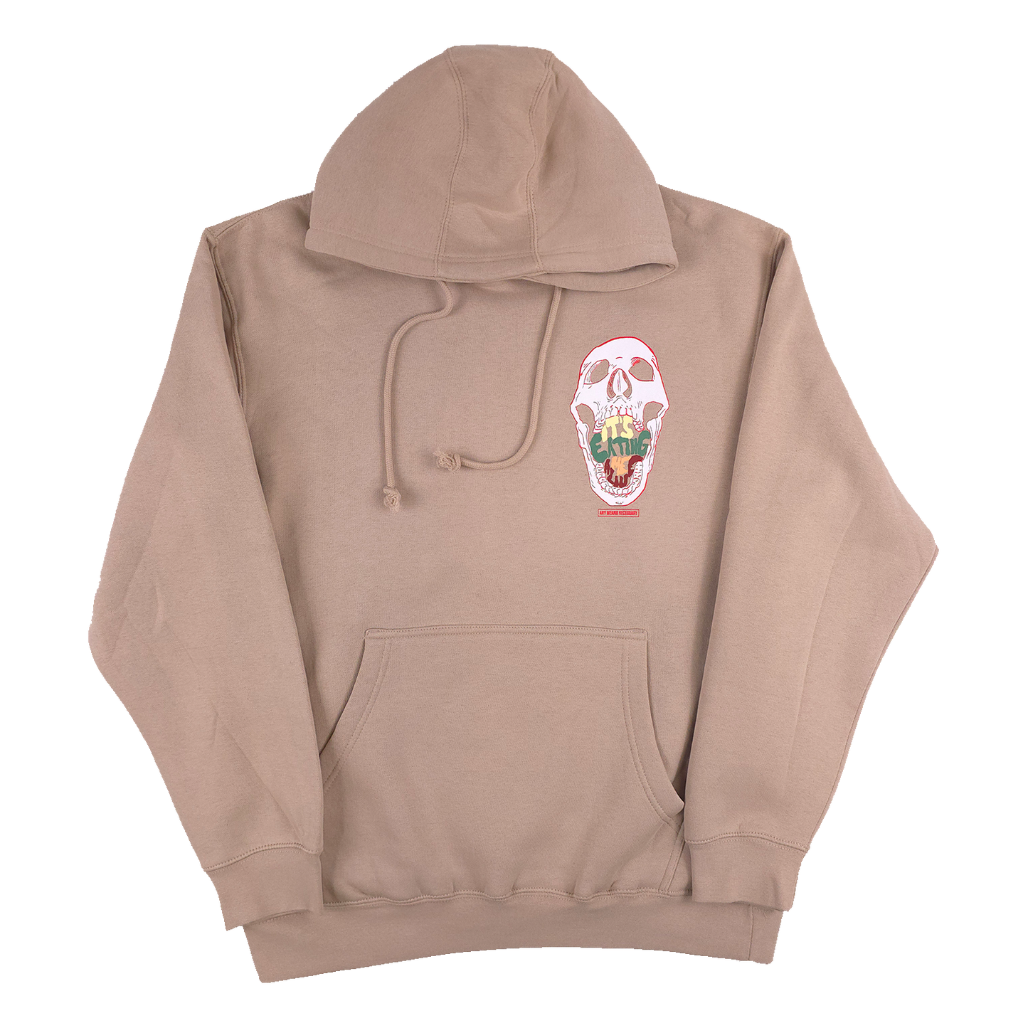 any means necessary shawn coss eating me alive pullover hoodie mushroom tan front