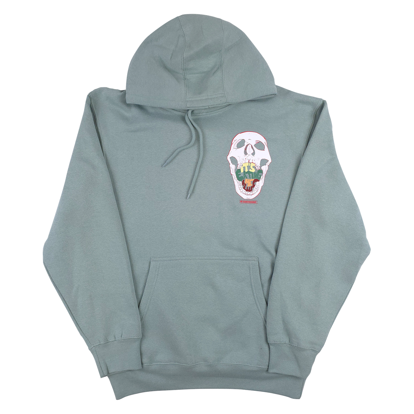 any means necessary shawn coss eating me alive pullover hoodie seafoam front