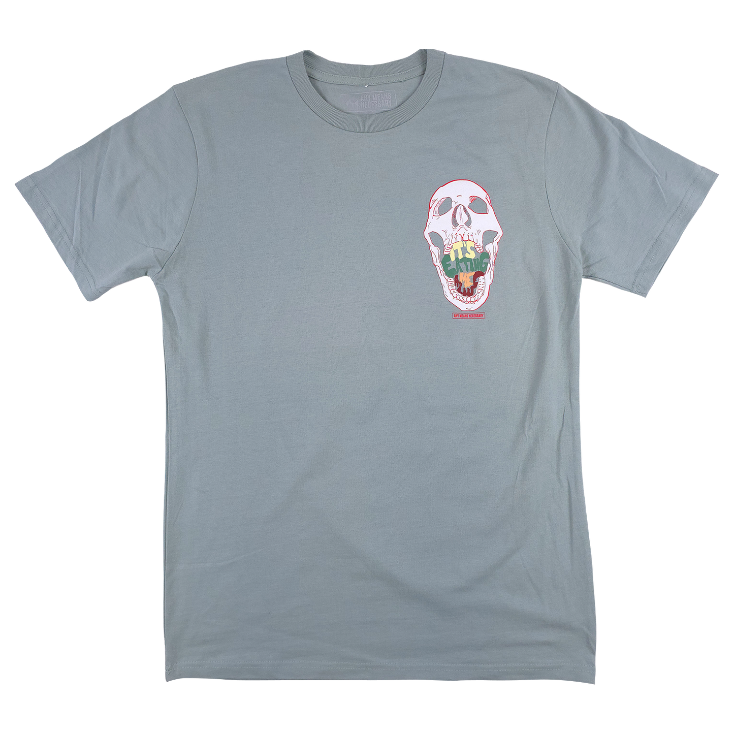 any means necessary shawn coss eating me alive t shirt seafoam front