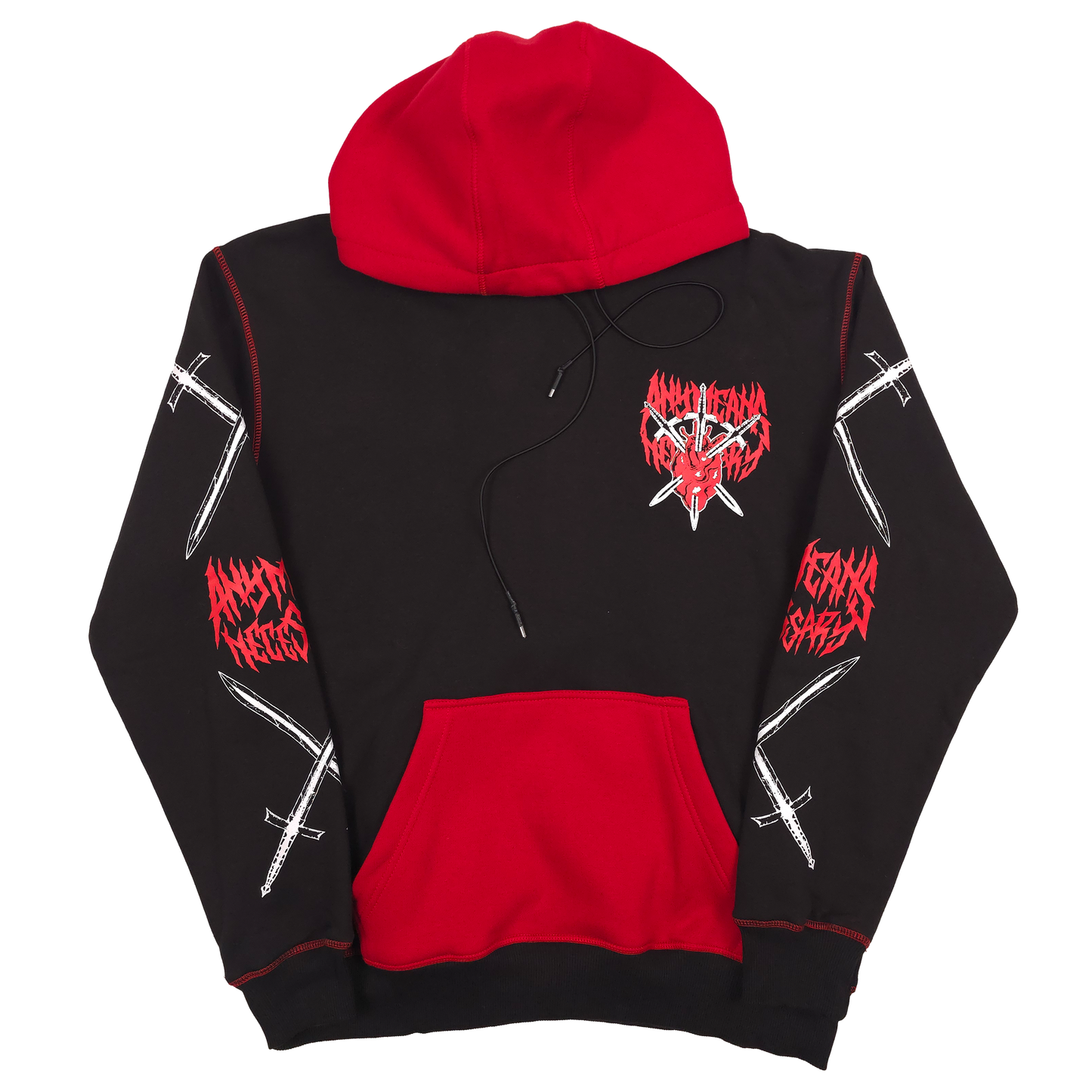 any means necessary shawn coss it happened black and red pullover hoodie front