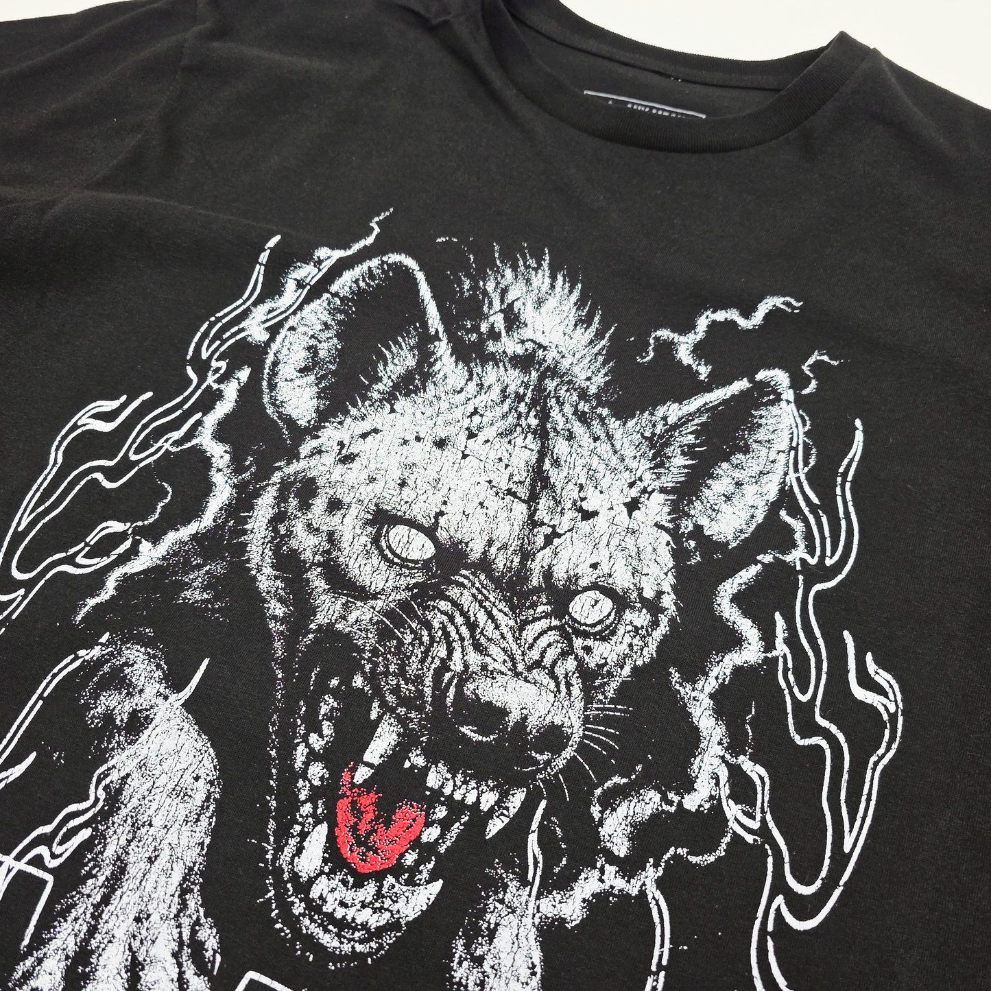 any means necessary shawn coss lurker hyena t shirt black up close