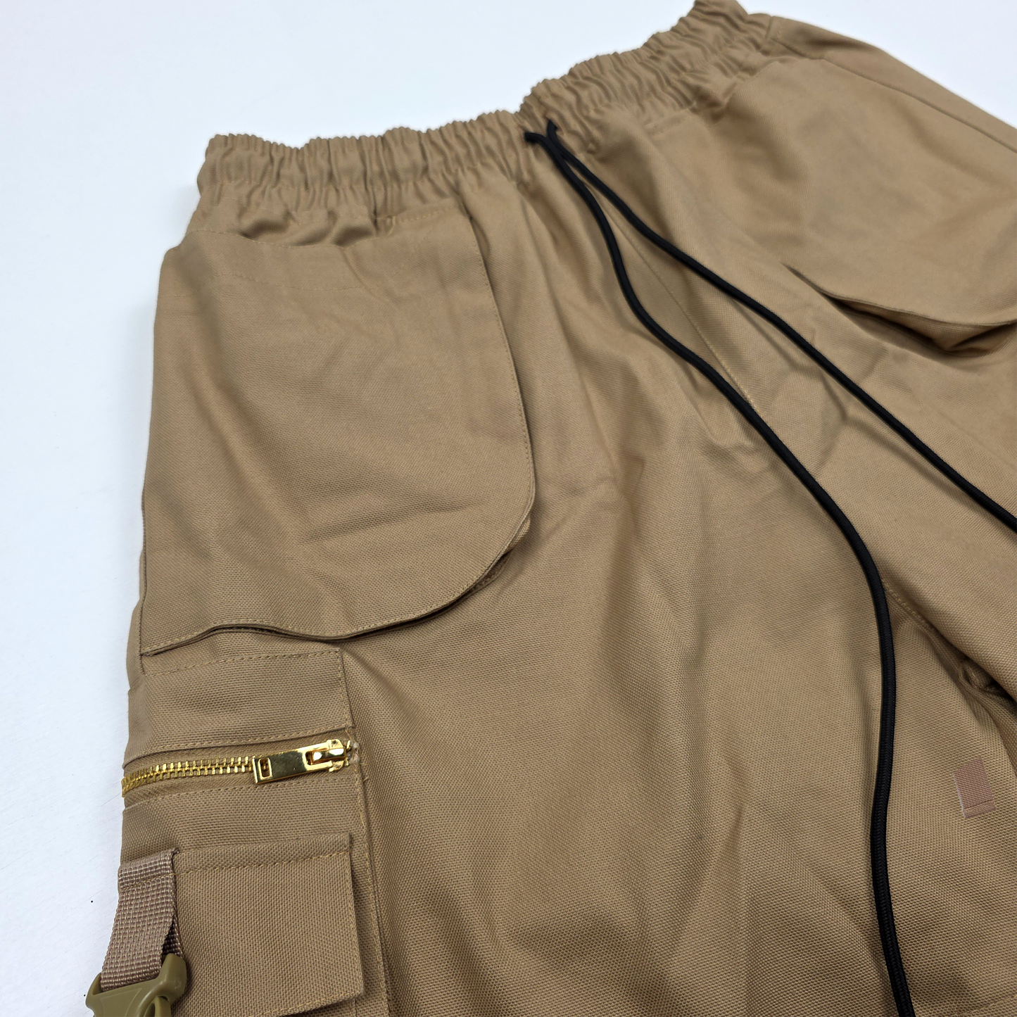 any means necessary shawn coss pack tactics cargo shorts tan up close front