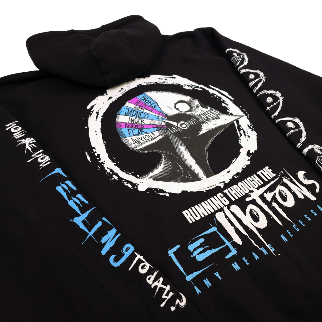 any means necessary shawn coss running emotions tooth pullover hoodie black up close back