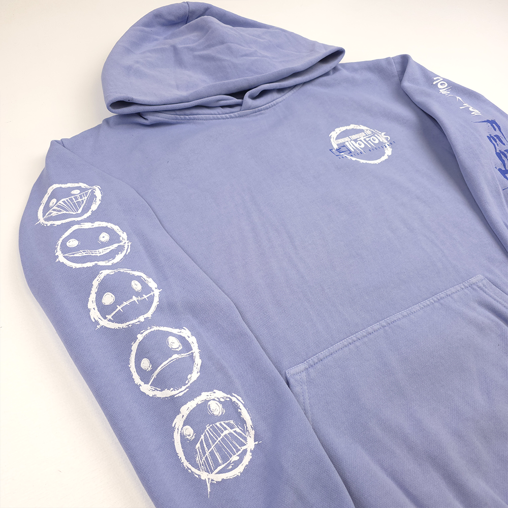 any means necessary shawn coss running emotions pullover hoodie grape front up close