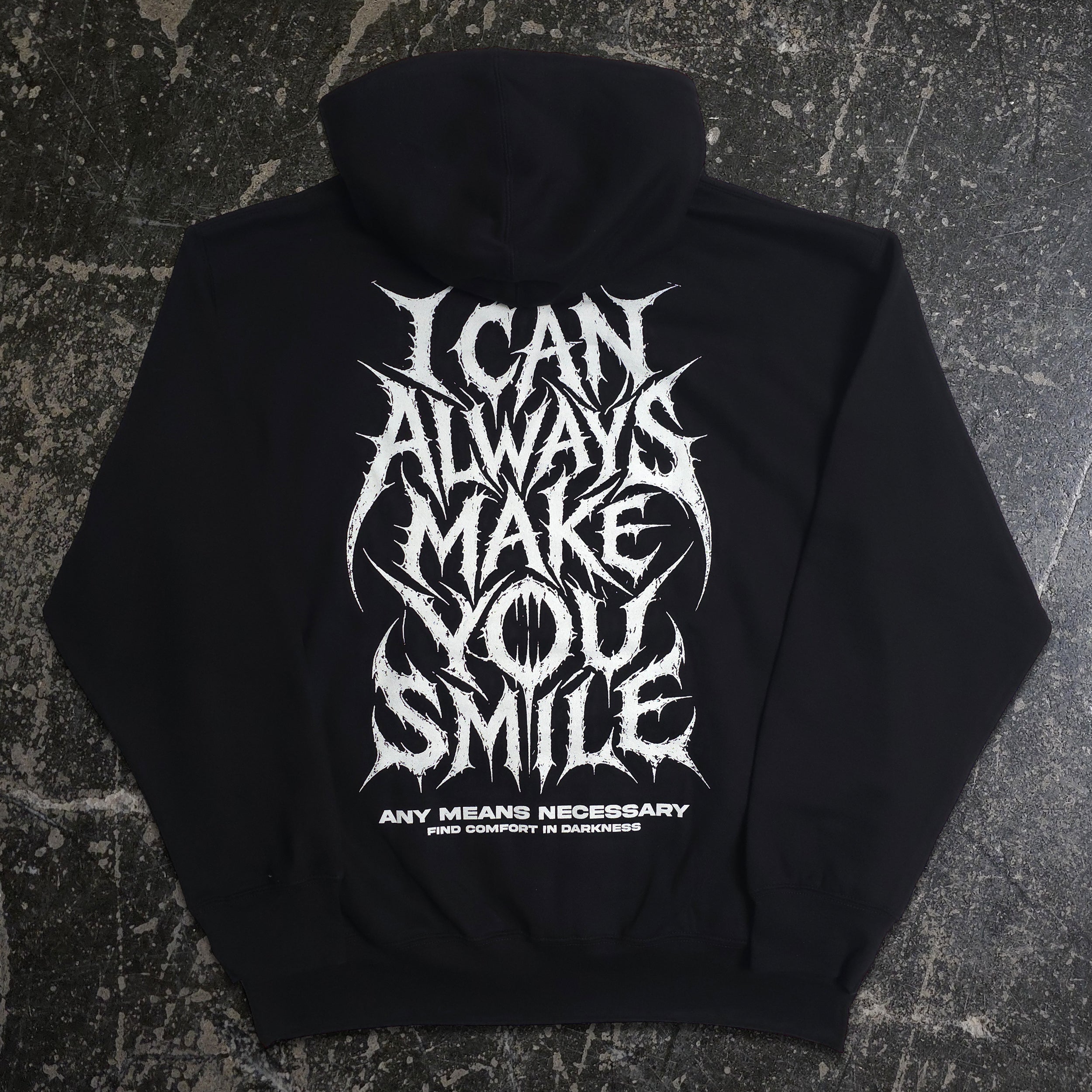 Always Smile Pullover Hoodie Black – Any Means Necessary Clothing