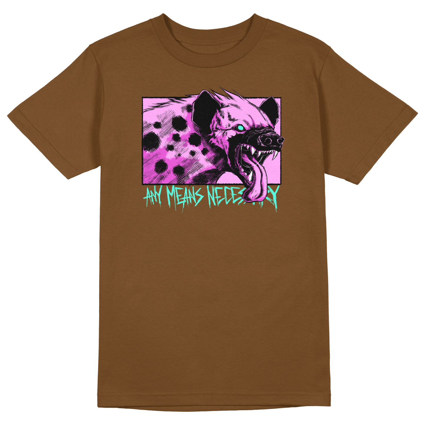any means necessary shawn coss snarl hyena t shirt black brown