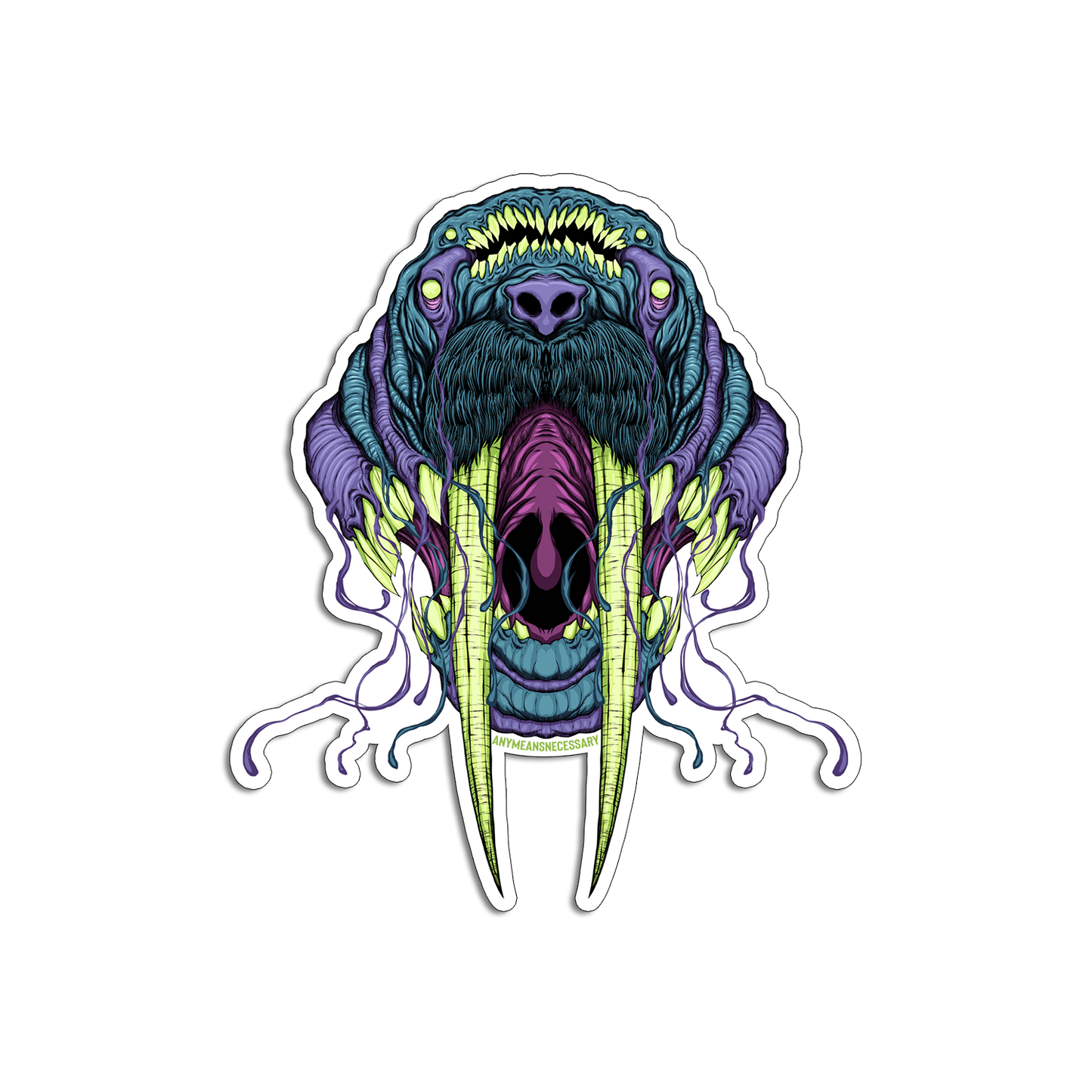 any means necessary shawn coss walrus die cut sticker
