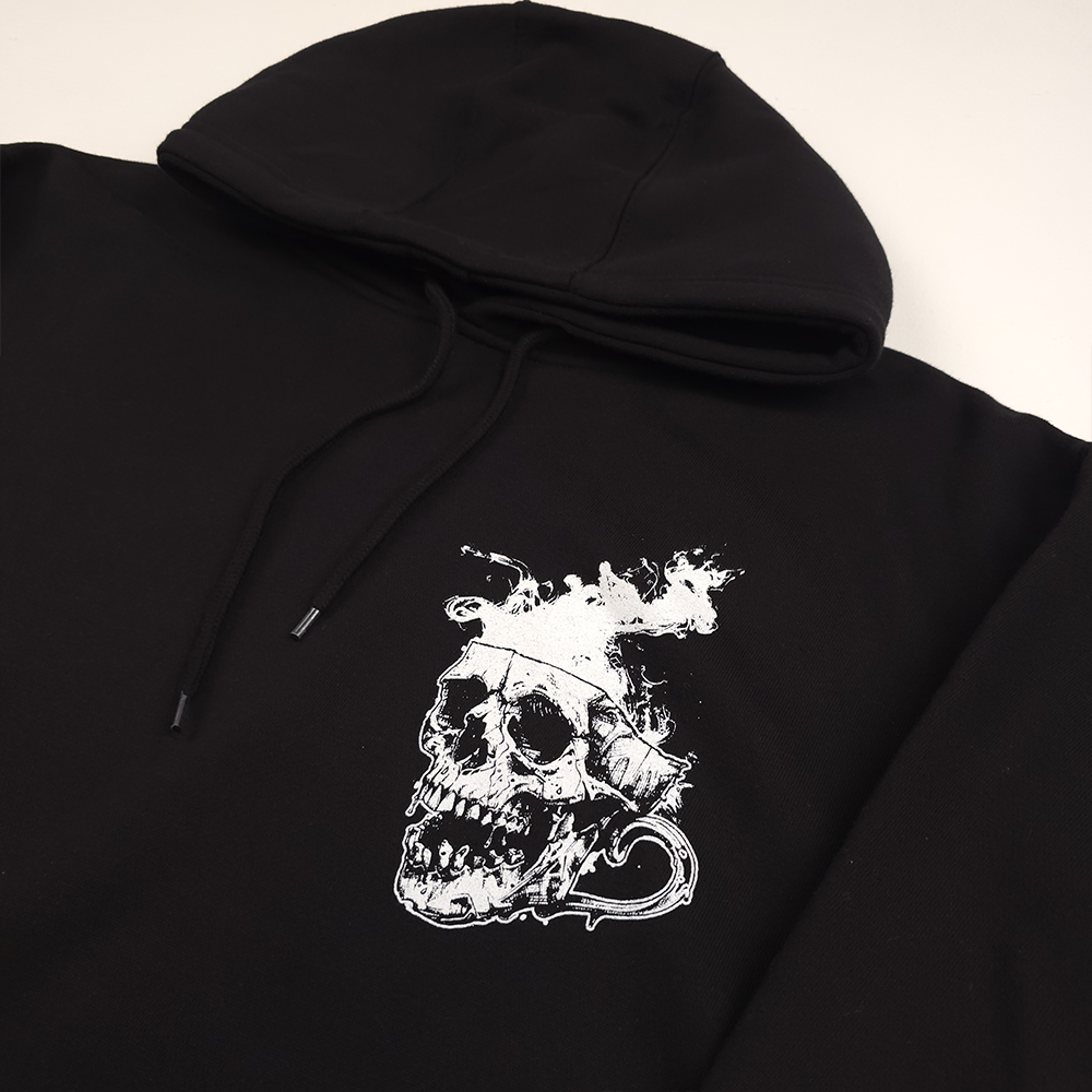any means necessary shawn coss to forget pullover hoodie black front up close