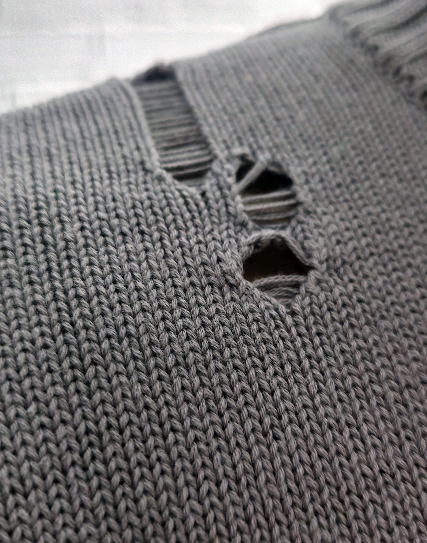 any means necessary shawn coss war with myself knit sweater front distressing