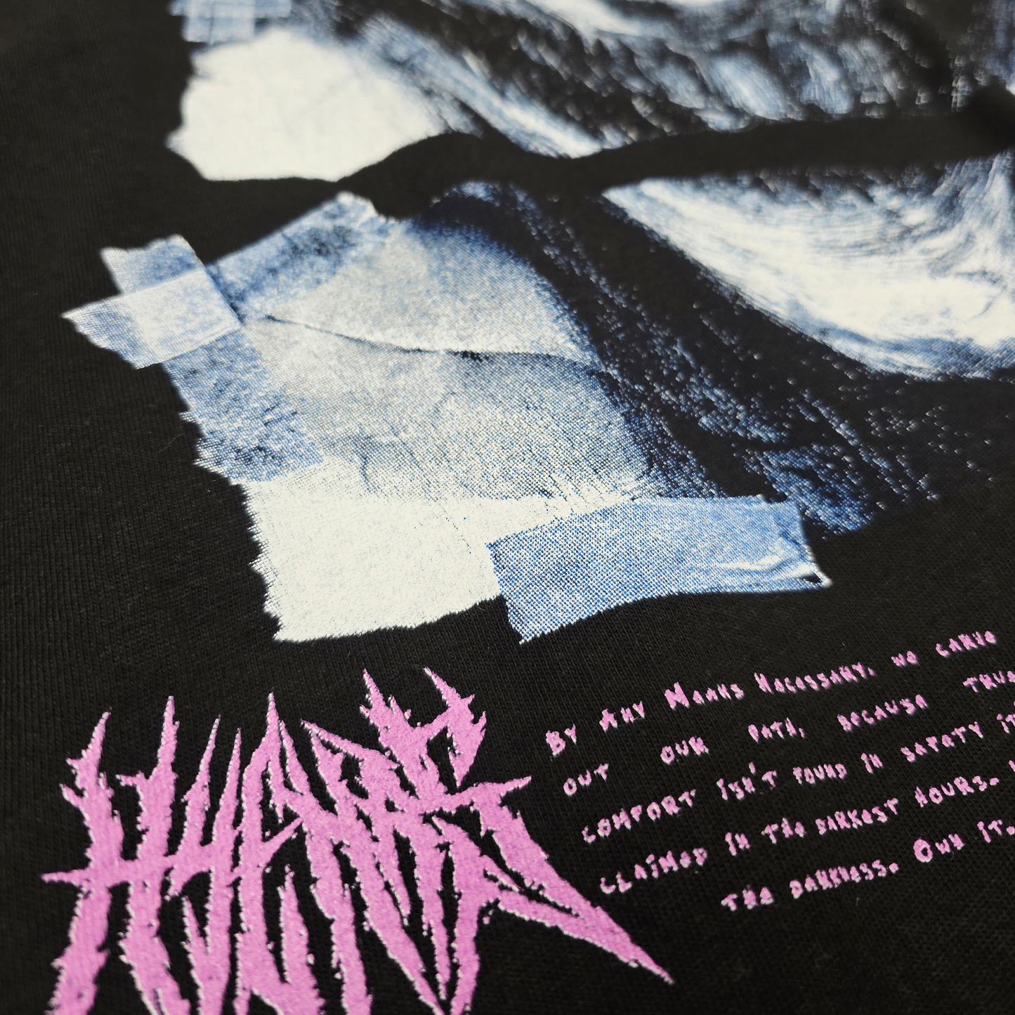 any means necessary shawn coss what lies beneath t shirt black close up