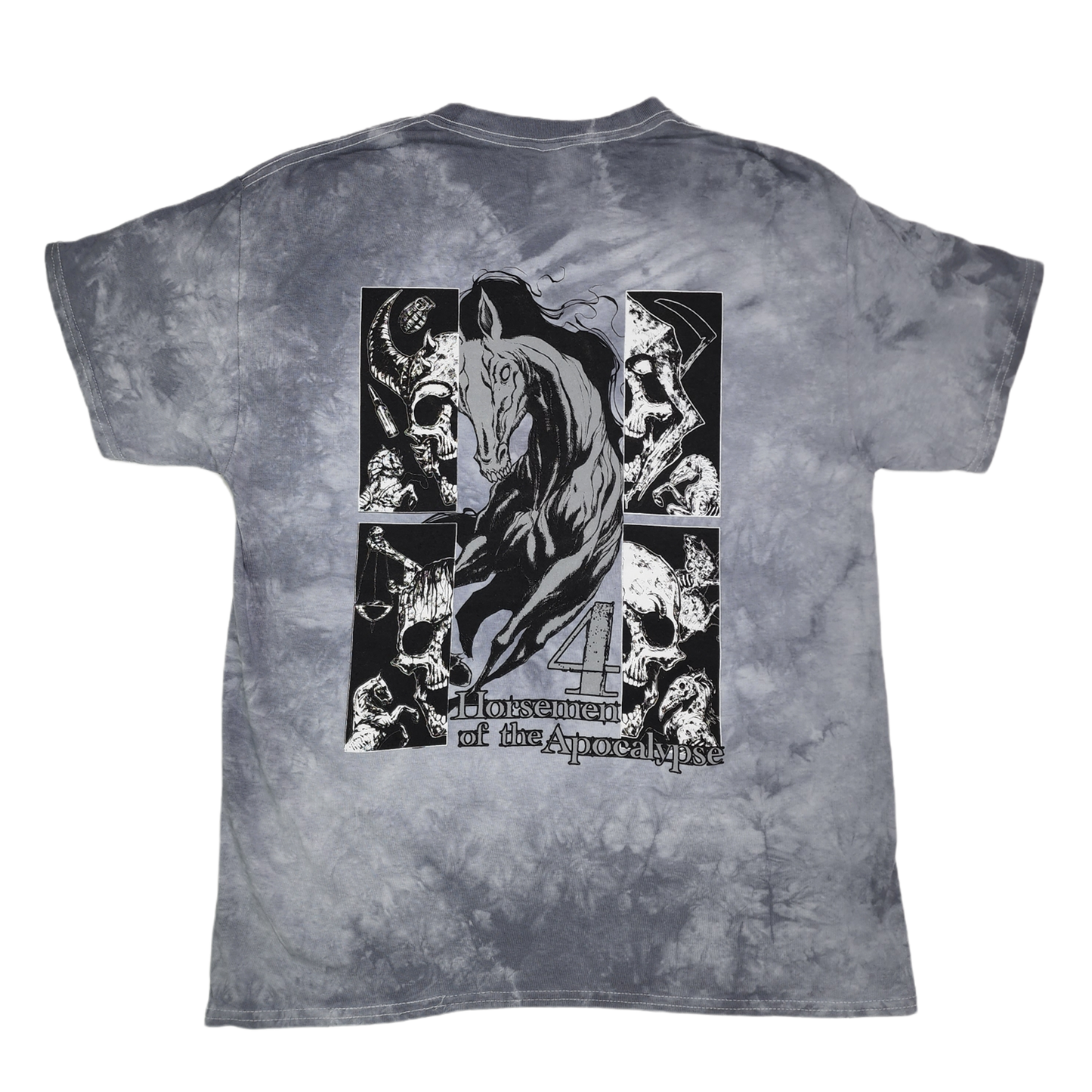 any means necessary shawn coss 4 horsemen pestilence famine war death t shirt pale grey tie dye