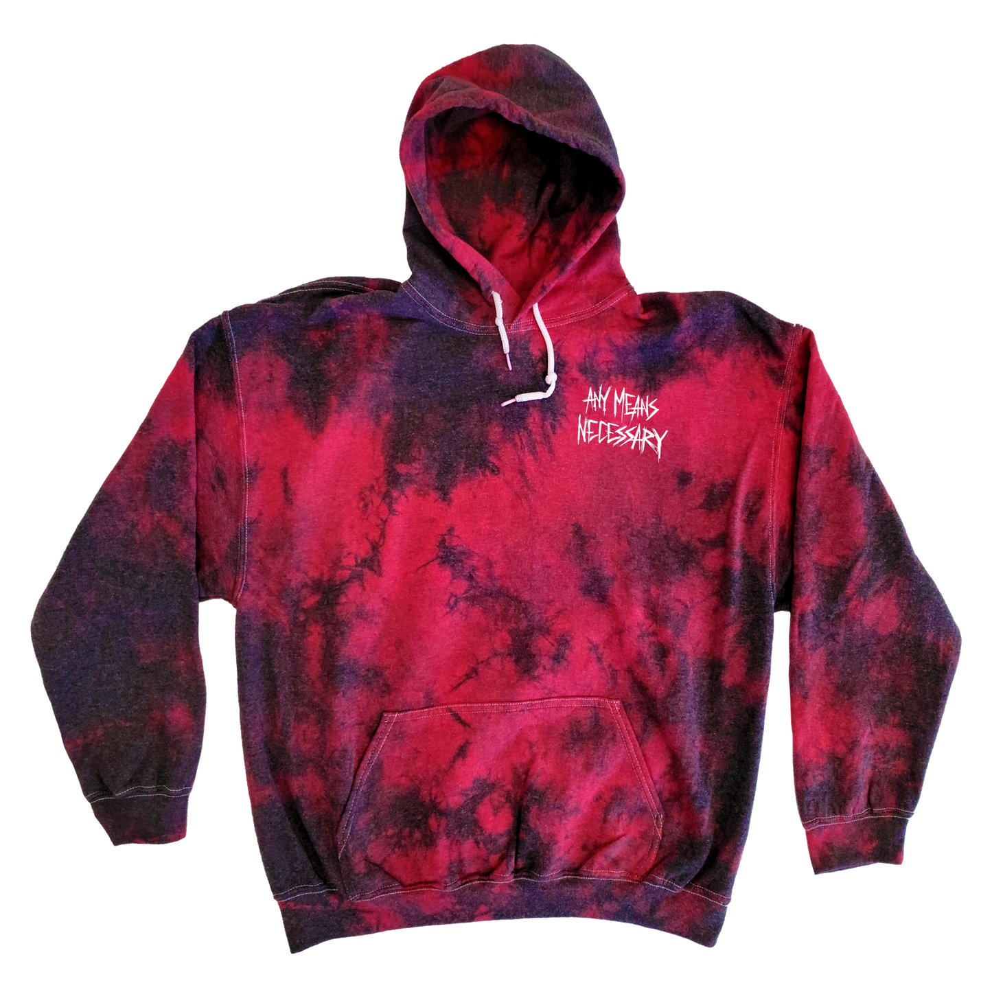 any means necessary shawn coss let the weak burn plague doctor pullover hoodie red and black tie dye