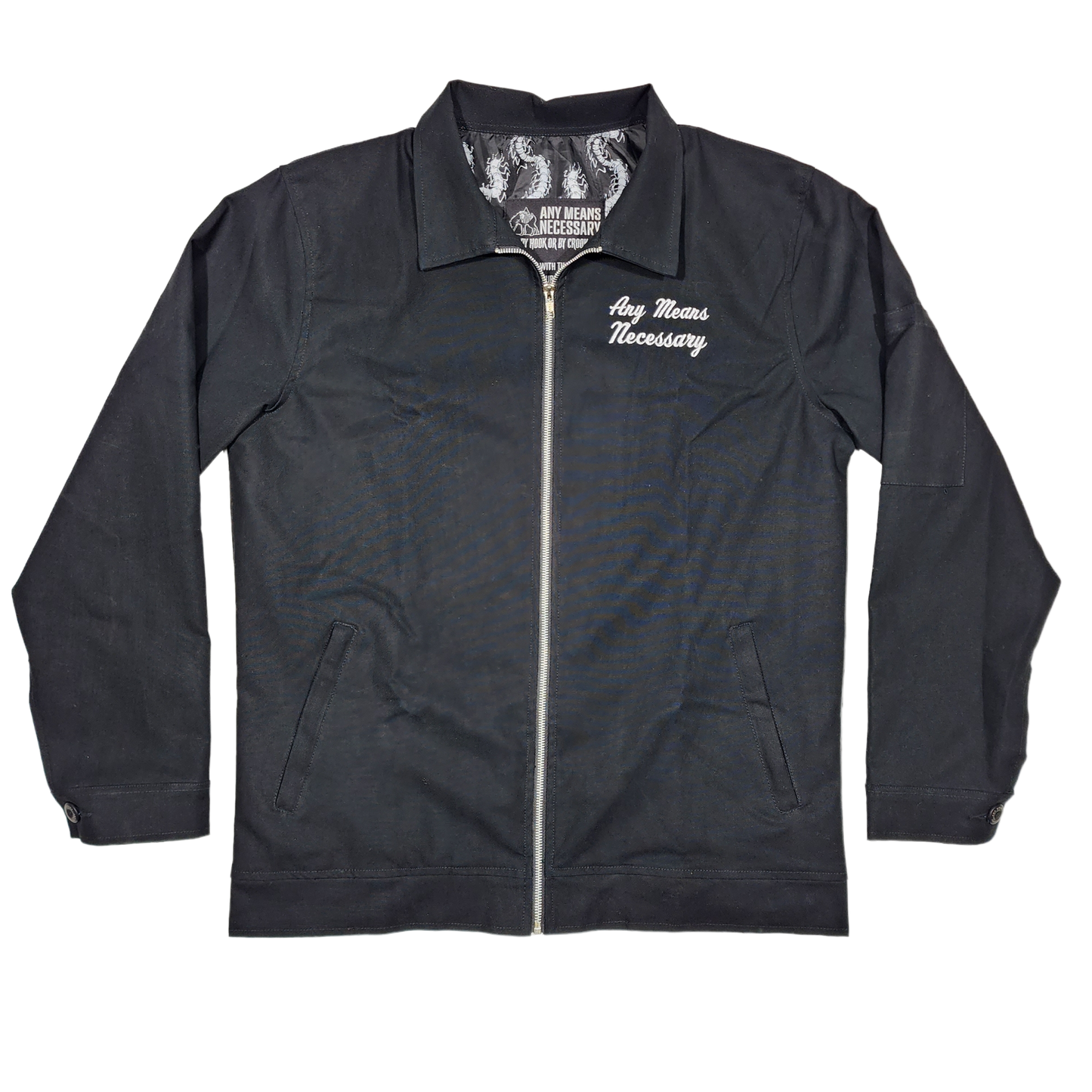 any means necessary shawn coss hyena centipede mechanic jacket