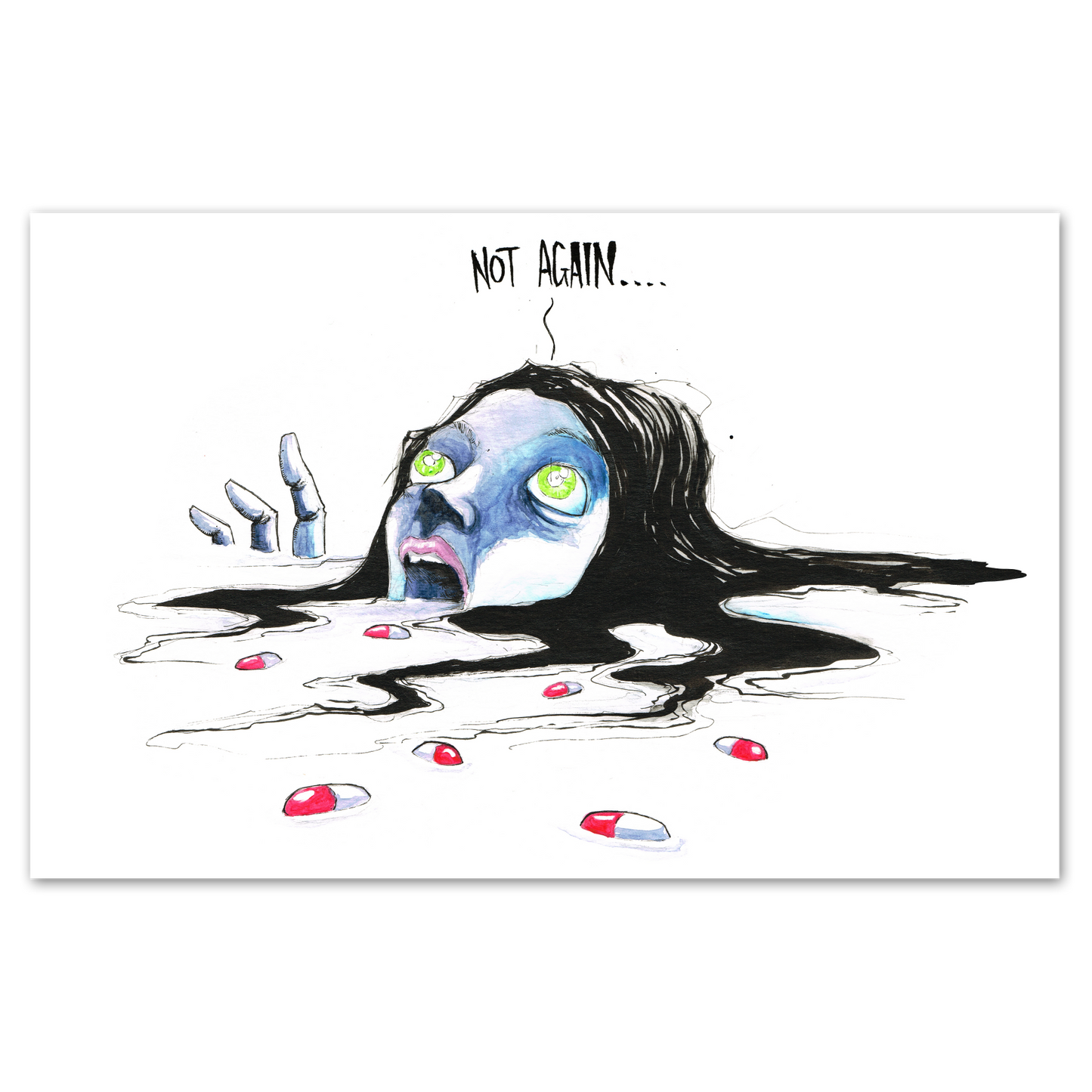 Not Again 11x17 Any Means Necessary Print Shawn Coss Inktober Illness