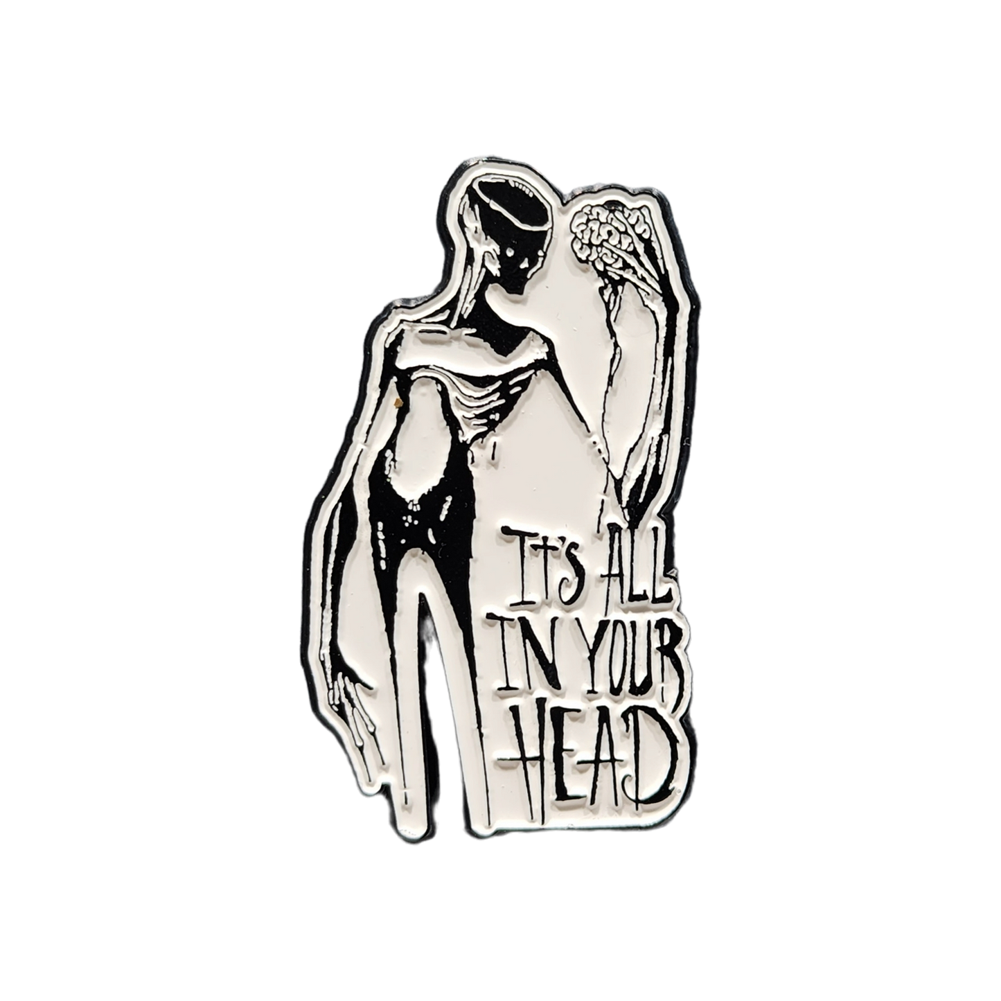 any means necessary shawn coss its all in your head enamel pin