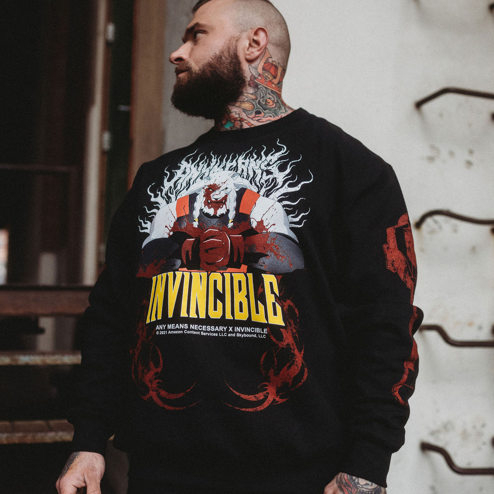 
                      
                        any means necessary shawn coss invincible battle beast thirst for battle crewneck sweatshirt black lifestyle
                      
                    