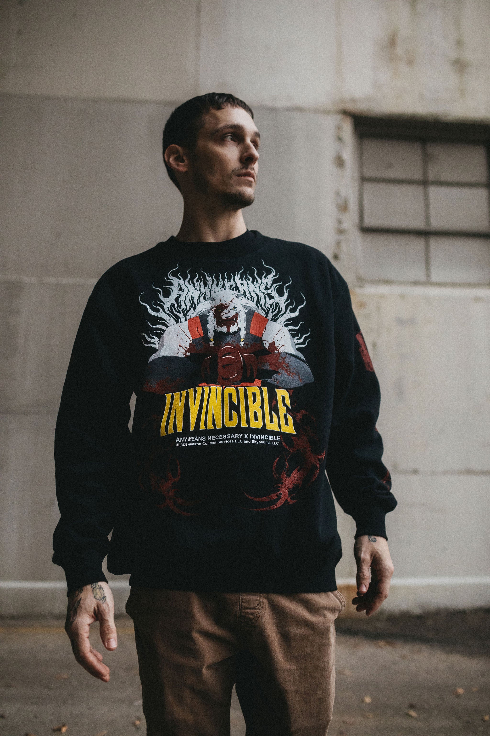 トップス Huberstore Invincibles Crewneck Sweat L Thirst For Battle Crewneck Sweatshirt – Any Means Necessary Clothing