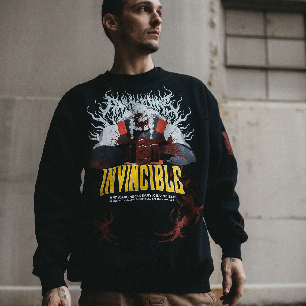 
                      
                        any means necessary shawn coss invincible battle beast thirst for battle crewneck sweatshirt black lifestyle
                      
                    