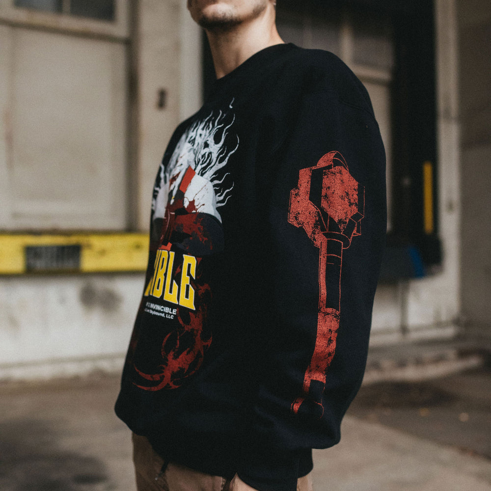 
                      
                        any means necessary shawn coss invincible battle beast thirst for battle crewneck sweatshirt black lifestyle sleeve
                      
                    