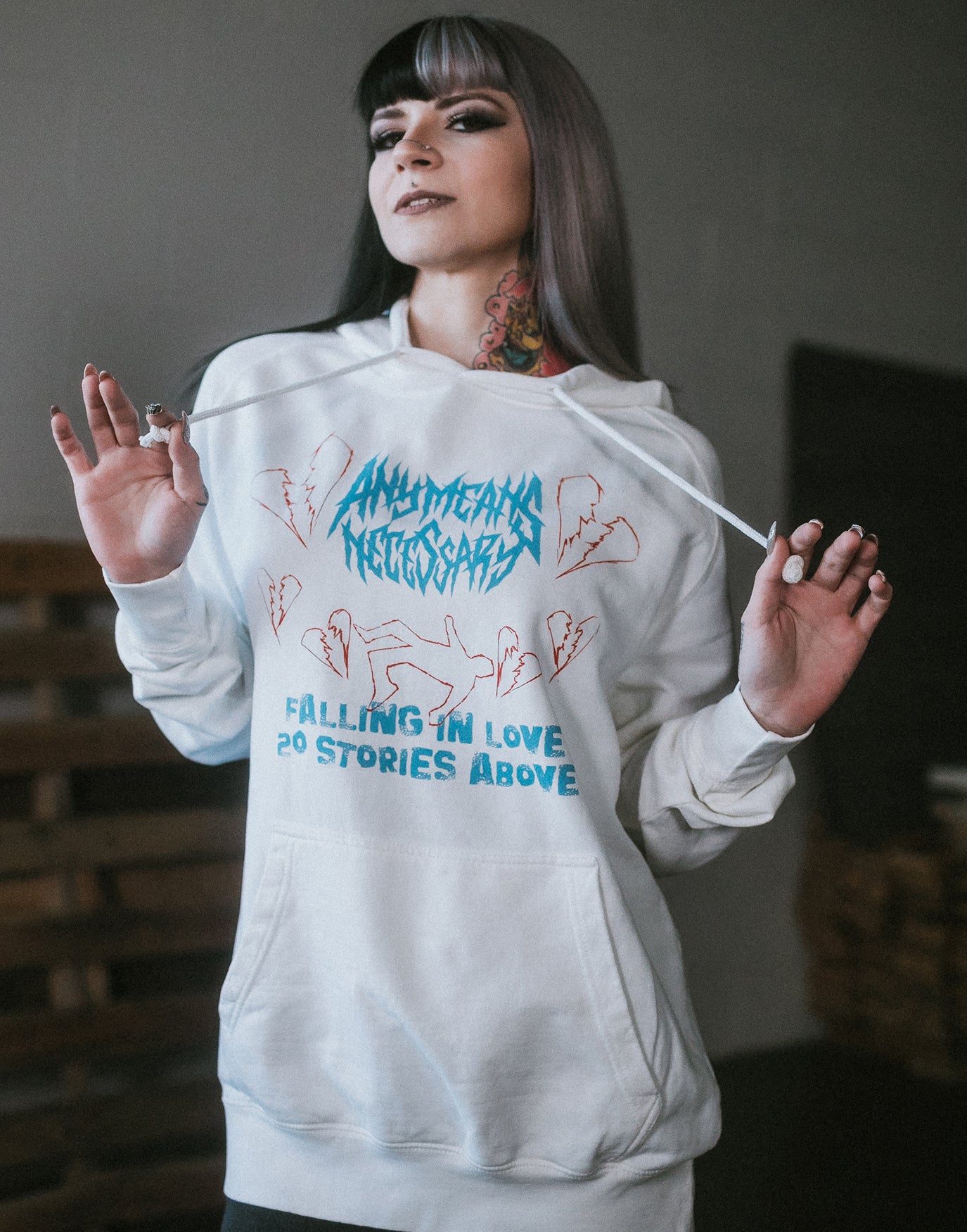 Falling in Love Pullover Hoodie Vintage White