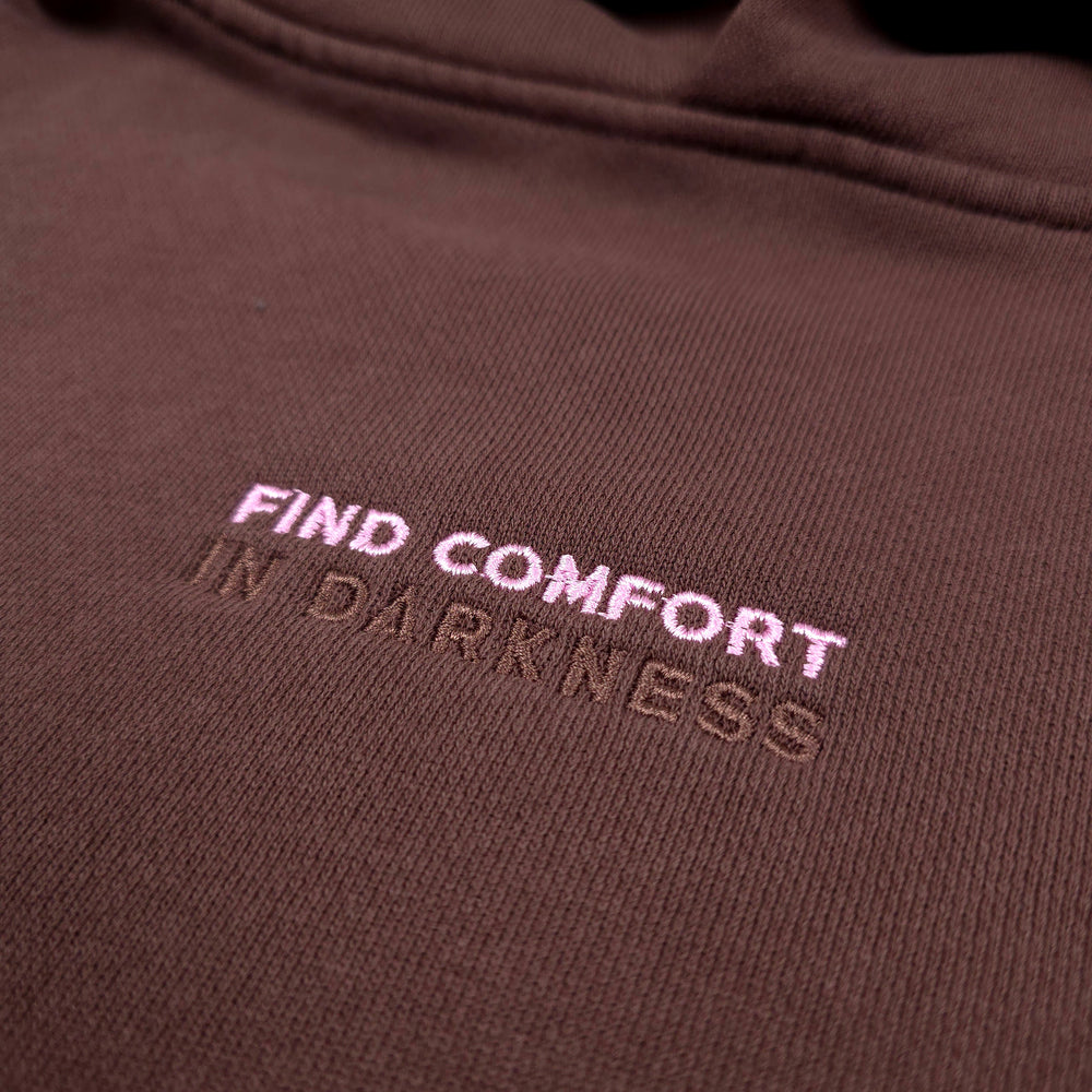 
                      
                        any means necessary shawn coss find comfort in darkness pullover hoodie brown mocha up close
                      
                    