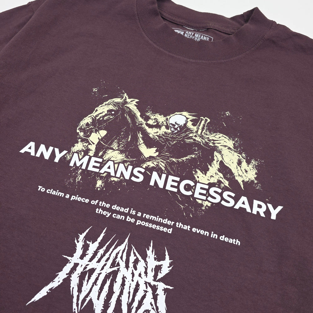 
                      
                        any means necessary shawn coss reclaimer t shirt wine front up close
                      
                    