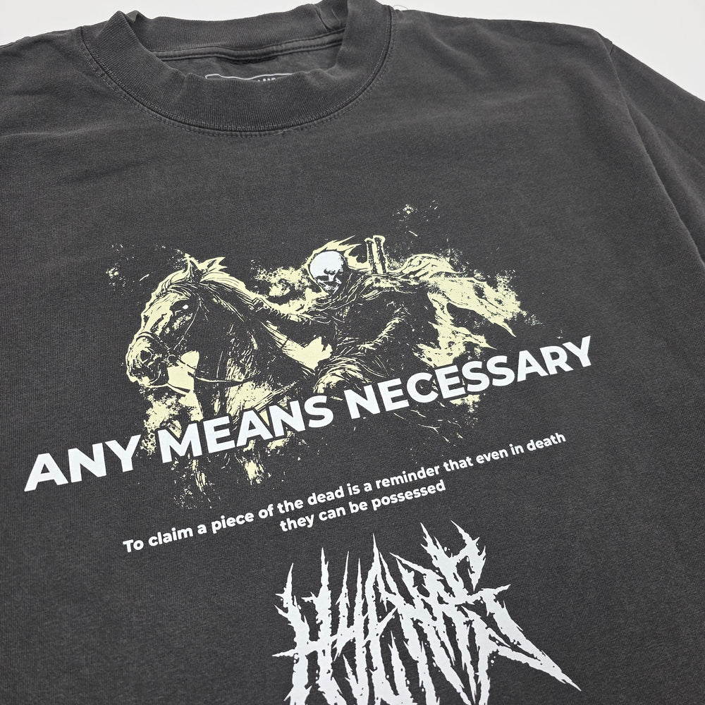 
                      
                        any means necessary shawn coss reclaimer t shirt shadow front up close
                      
                    