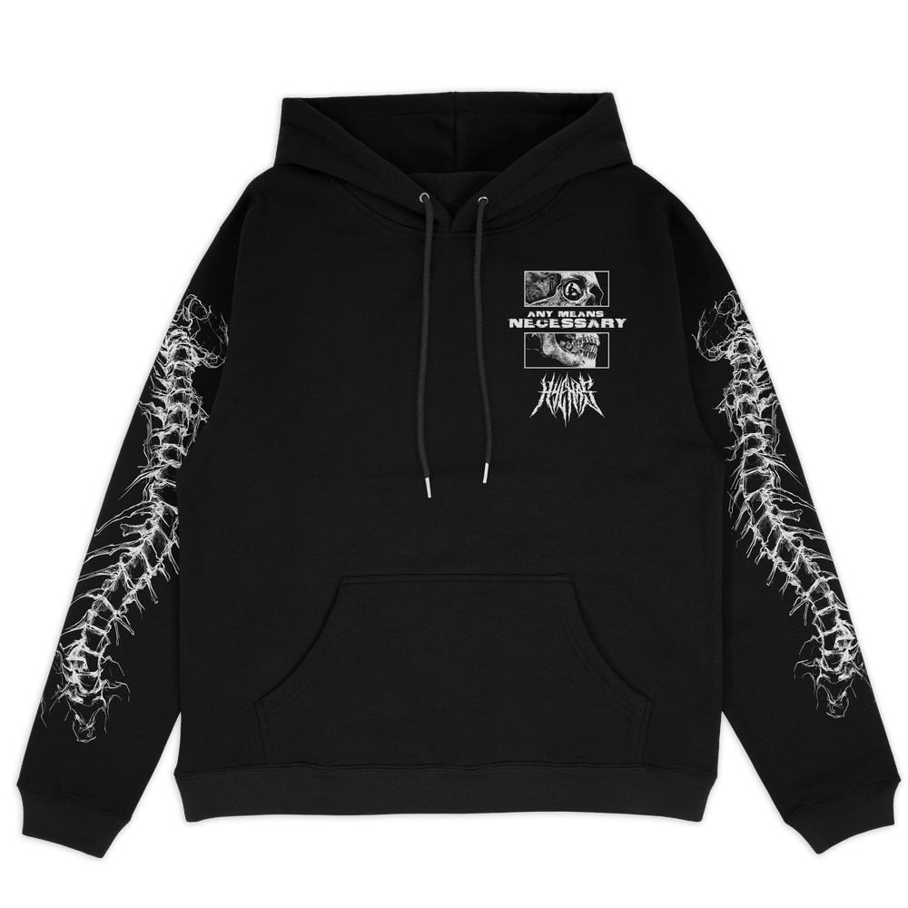 any means necessary shawn coss abandon pullover hoodie black front