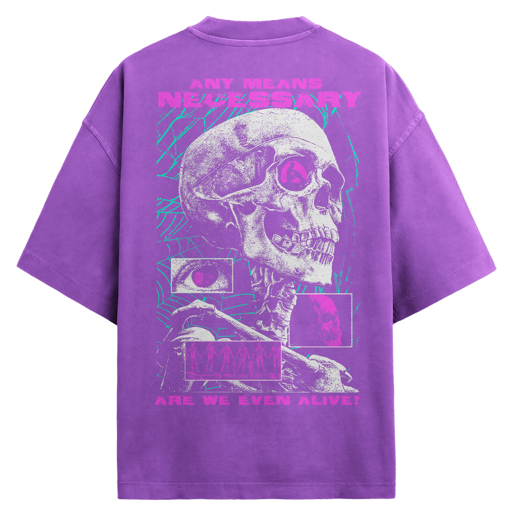 any means necessary shawn coss are we even alive t shirt purple back
