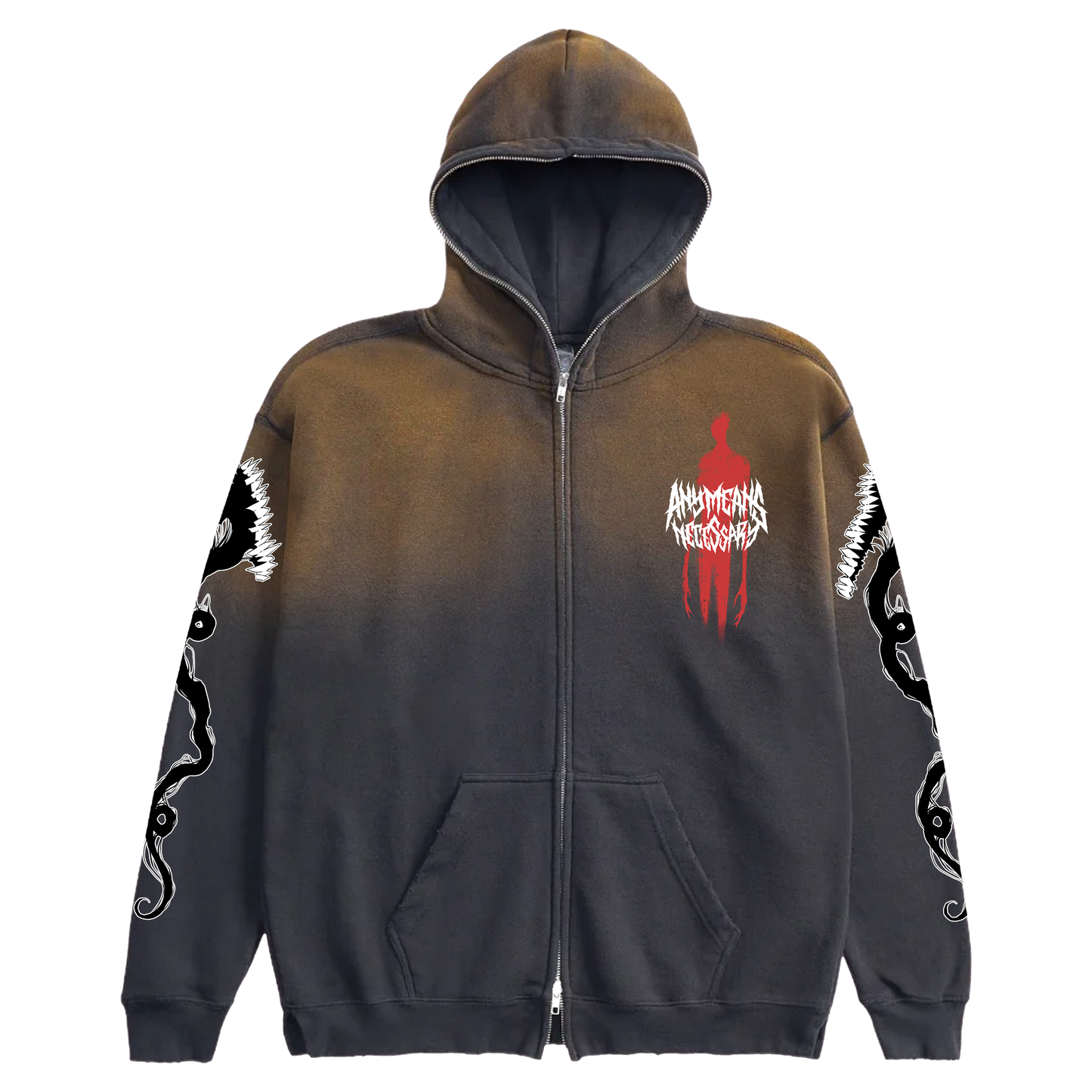 any means necessary shawn coss abandon zip up hoodie black front
