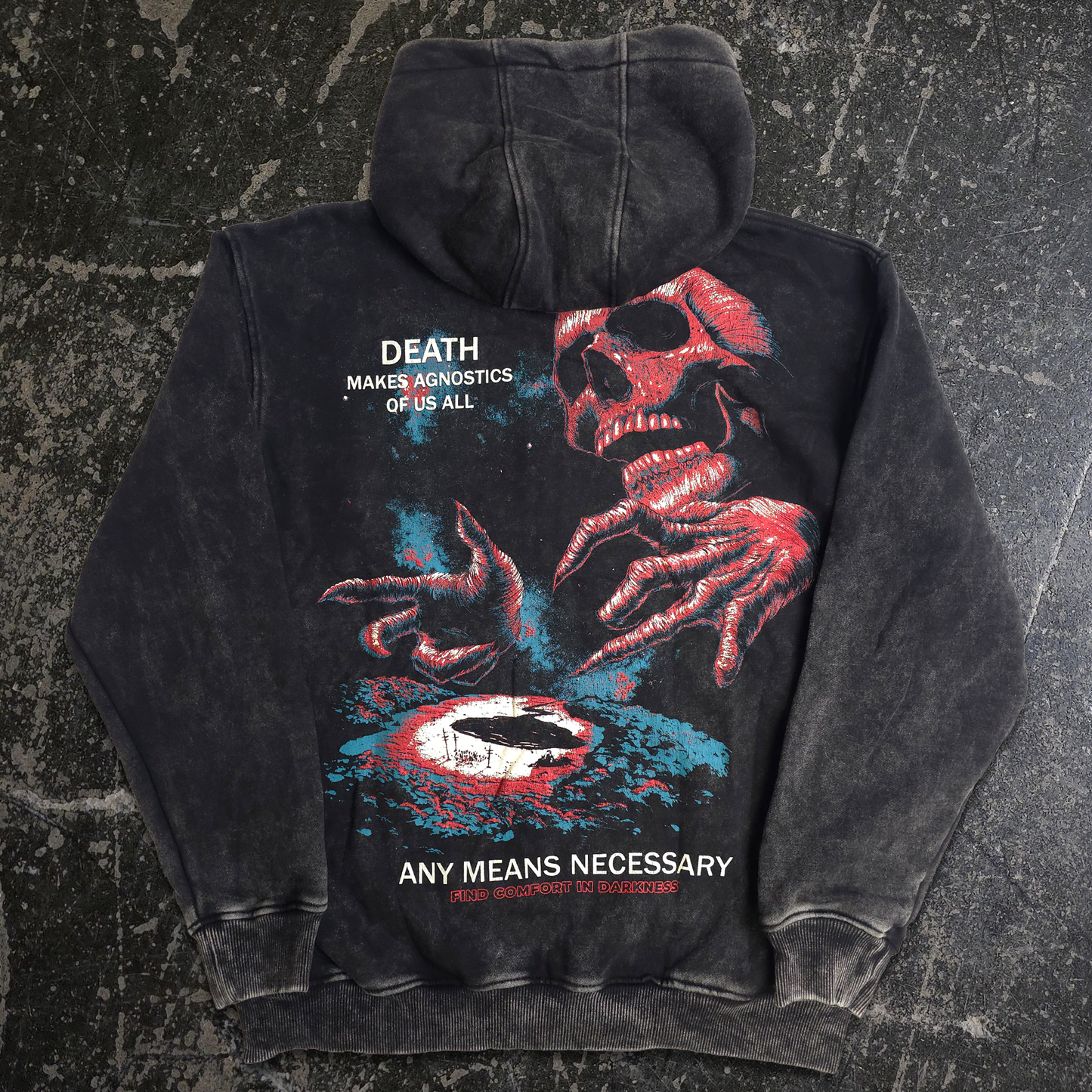 any means necessary shawn coss agnostic zip up hoodie black back